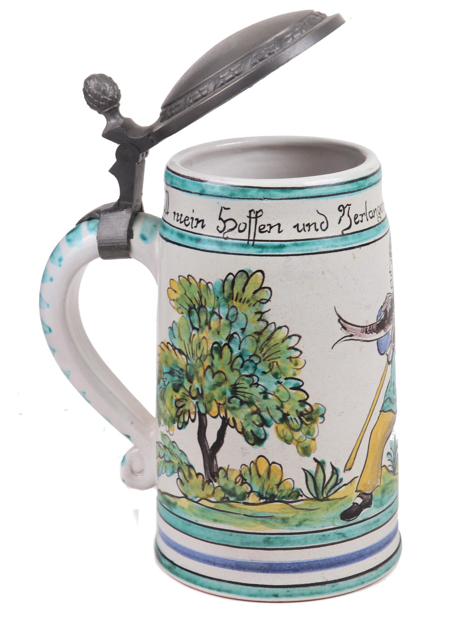 AUSTRIAN PEWTER PORCELAIN BEER STEIN TANKARD MUG (1 of 5)