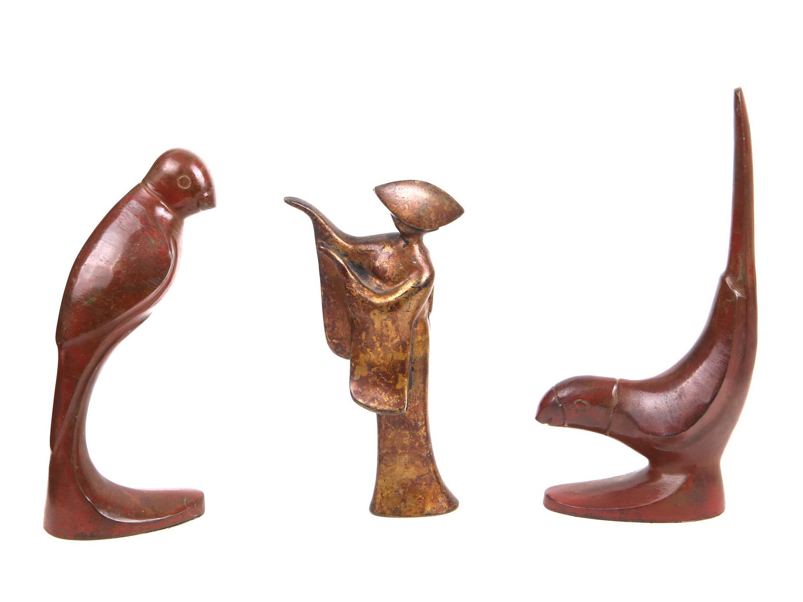 A LOT OF THREE LOST WAX CAST METAL FIGURINES (1 of 4)