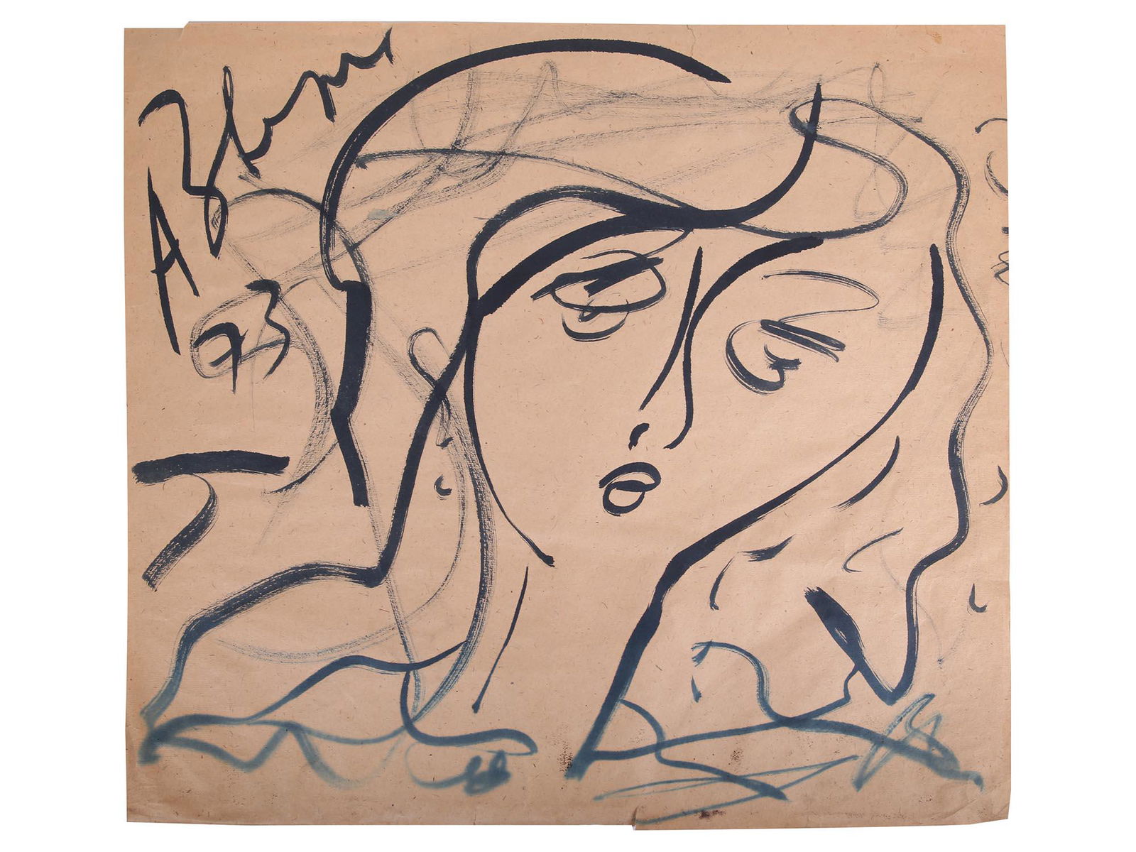 A RUSSIAN INK PAINTING PORTRAIT BY ANATOLY ZVEREV (1 of 4)