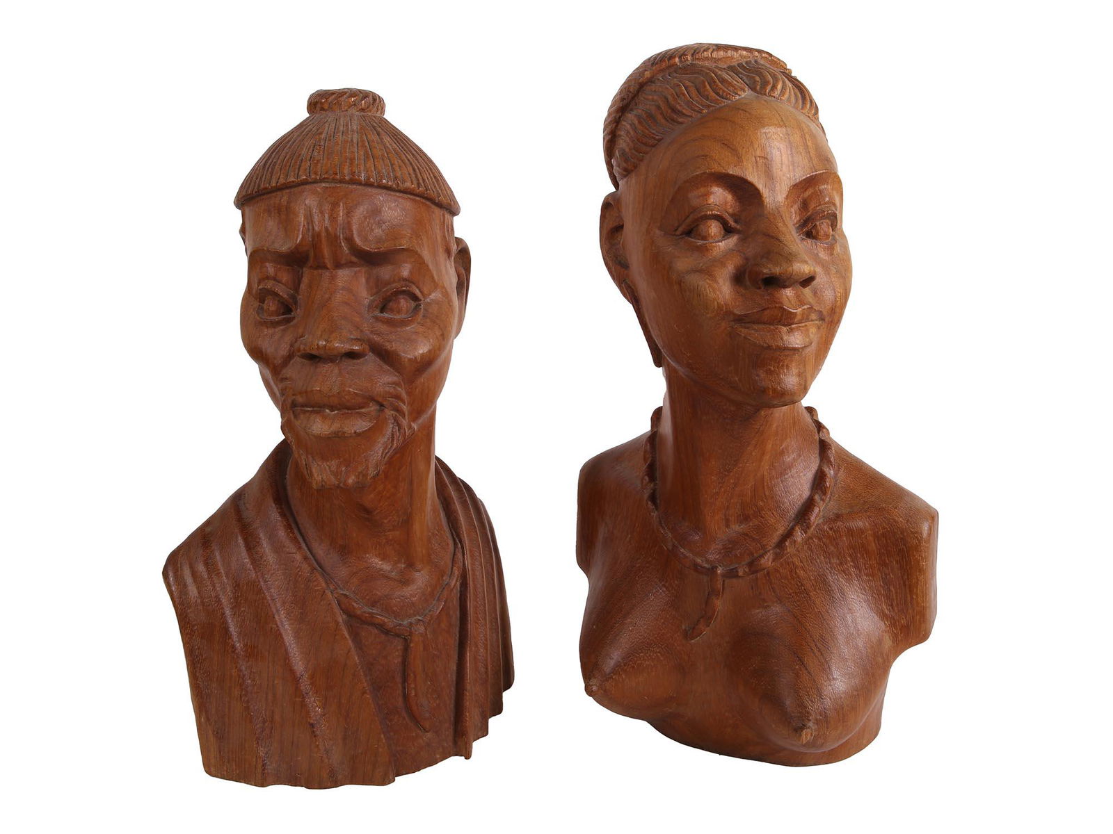 PAIR OF AFRICAN WOOD STATUE BY MUAKA CYRILLE BOMA (1 of 8)