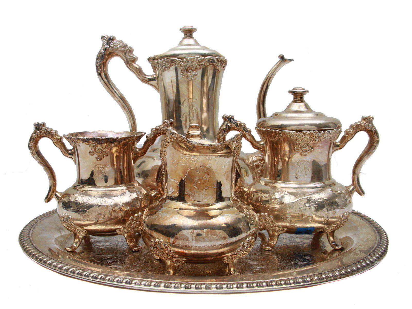 AN ANTIQUE ROGERS SILVER PLATED COFFEE SET (1 of 17)