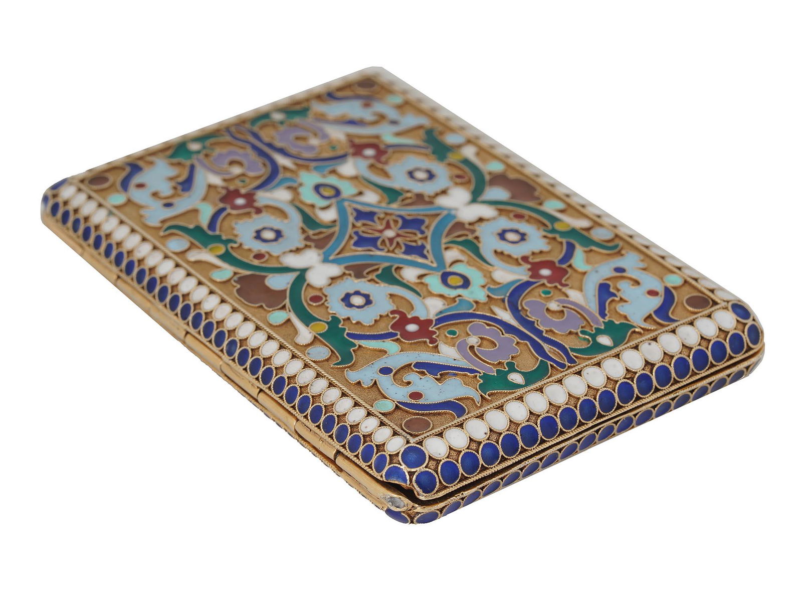 A RUSSIAN SILVER CLOISONNE ENAMEL CIGARETTE CASE (1 of 7)