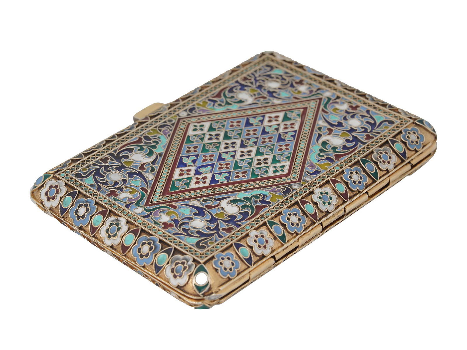 A RUSSIAN SILVER CLOISONNE ENAMEL CIGARETTE CASE (1 of 5)