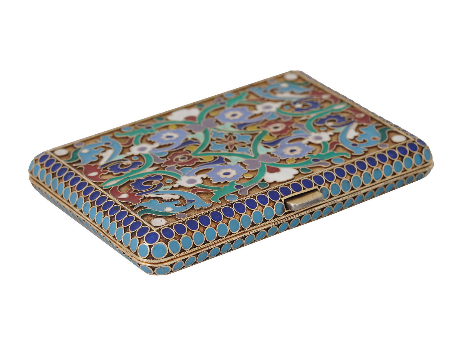 A RUSSIAN SILVER CLOISONNE ENAMEL CIGARETTE CASE (1 of 7)