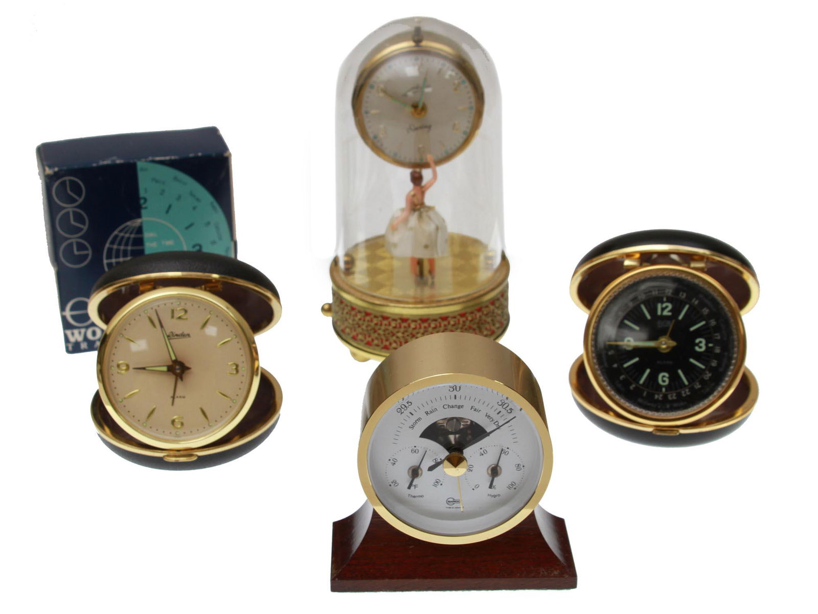 A LOT OF THREE VINTAGE CLOCKS AND ONE BAROMETER (1 of 12)
