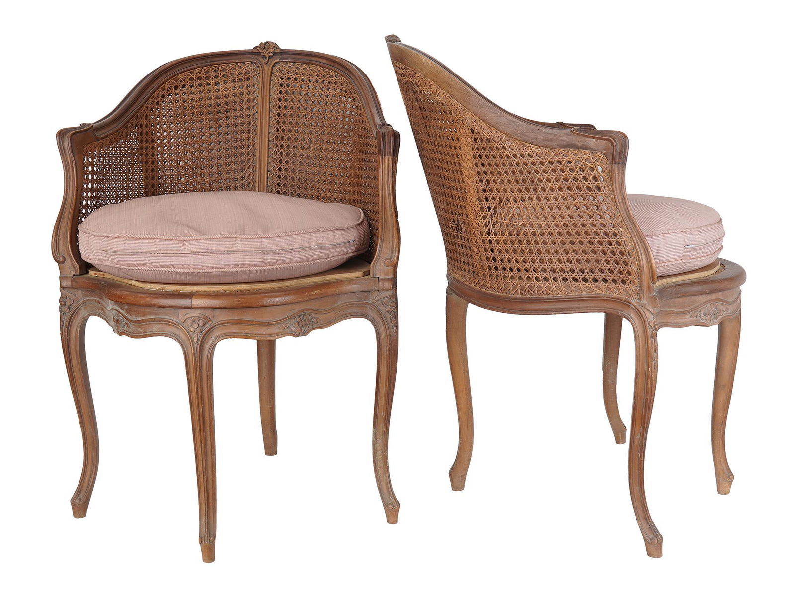 PAIR ANTIQUE FRENCH DOUBLE CANE BACK CORNER CHAIR (1 of 12)