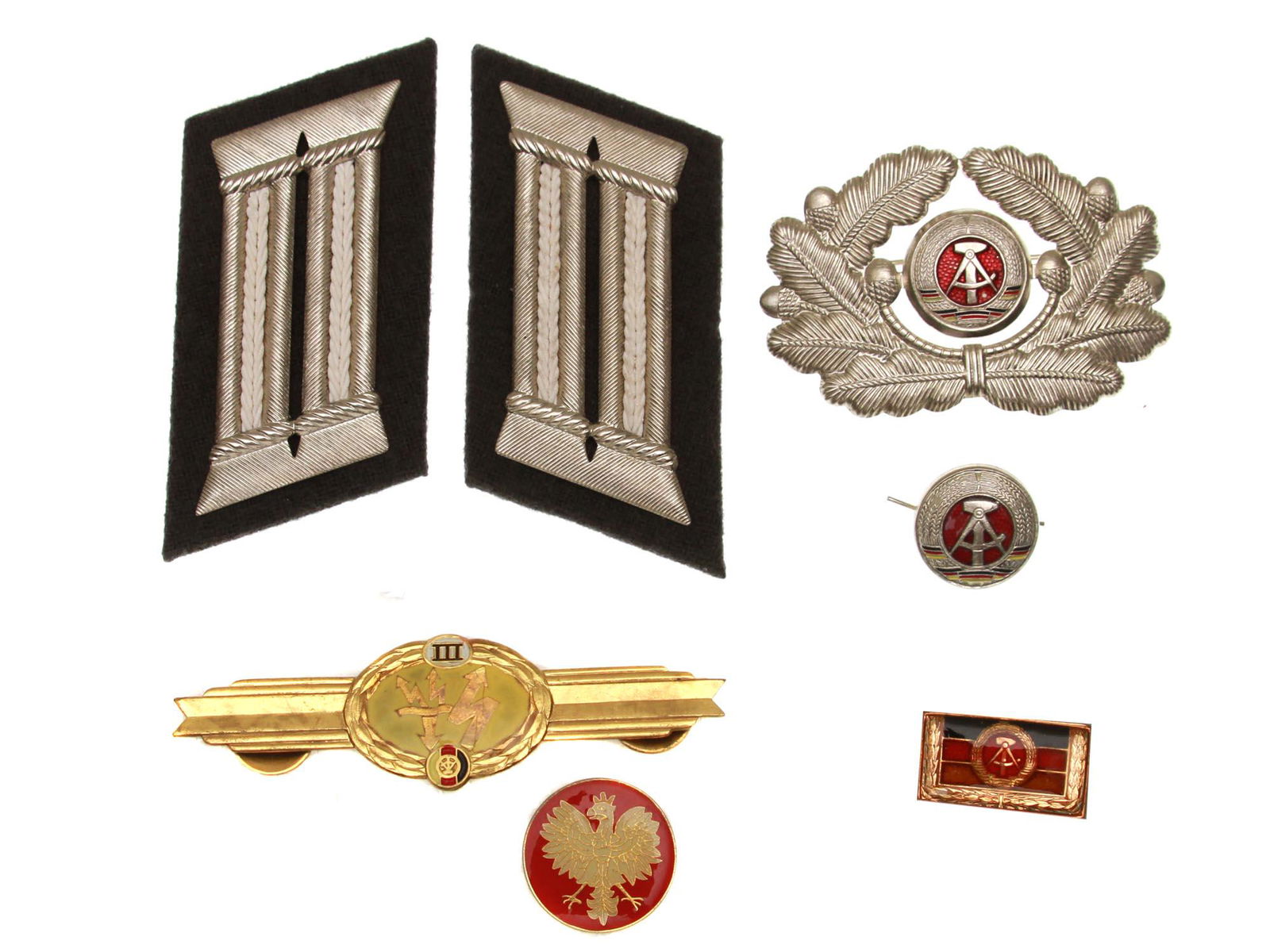 SEVEN EAST GERMAN AND POLISH MILITARY ITEMS (1 of 2)