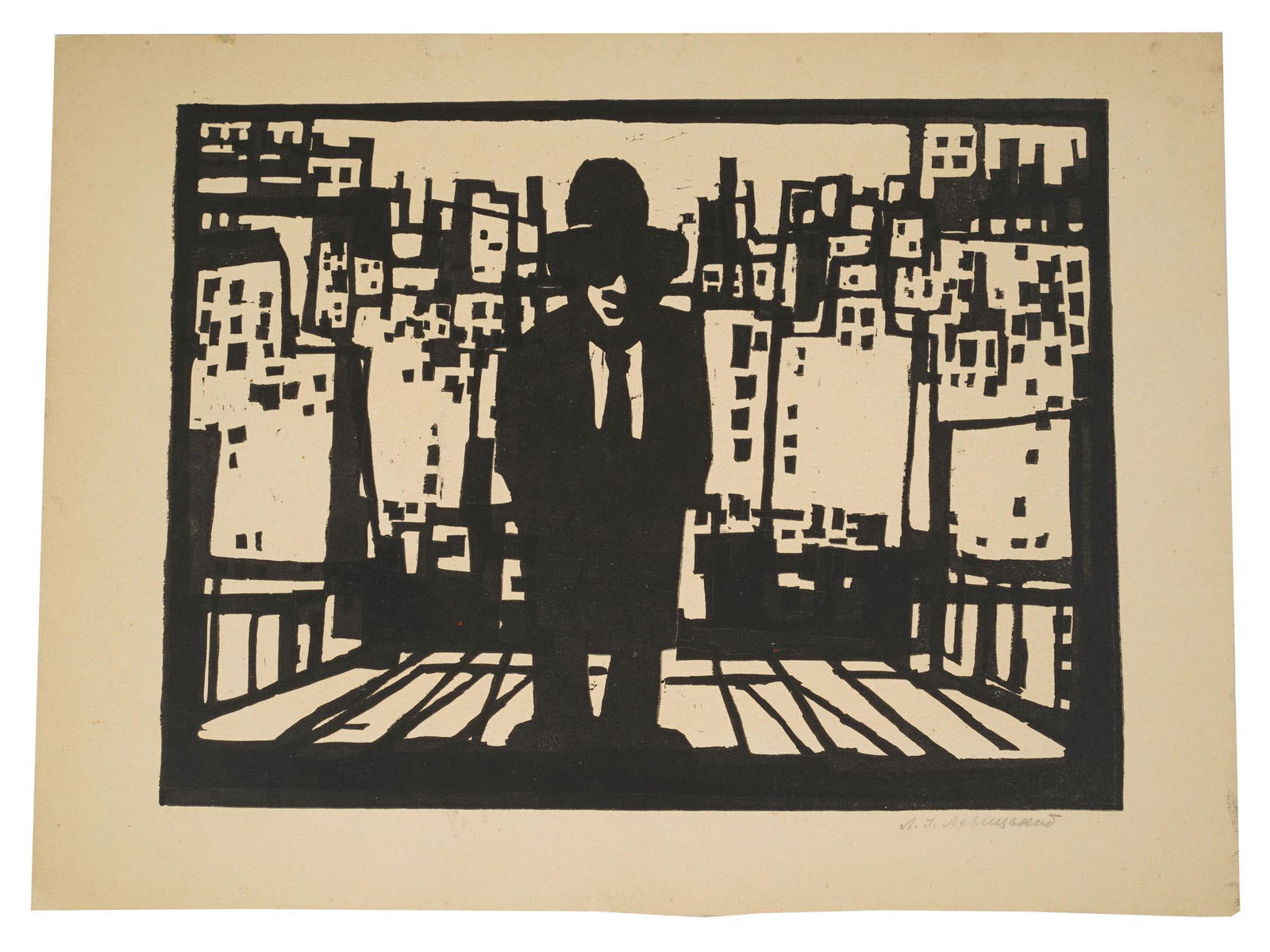 A LEOPOLD LEVITSKY VINTAGE SOVIET SIGNED LINOCUT (1 of 4)