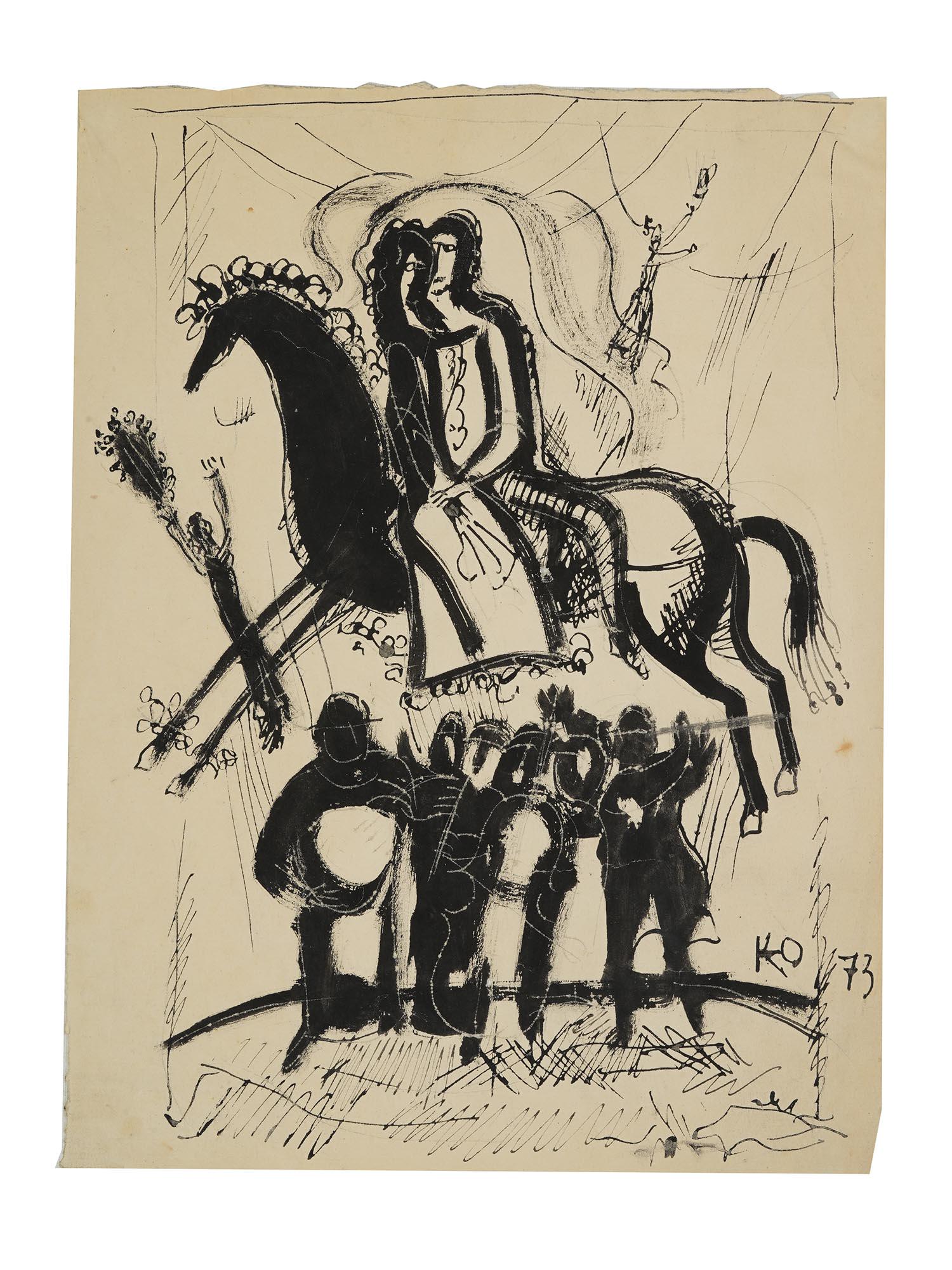 YURI KRASNY RUSSIAN INK DRAWING, A WEDDING PARTY (1 of 3)