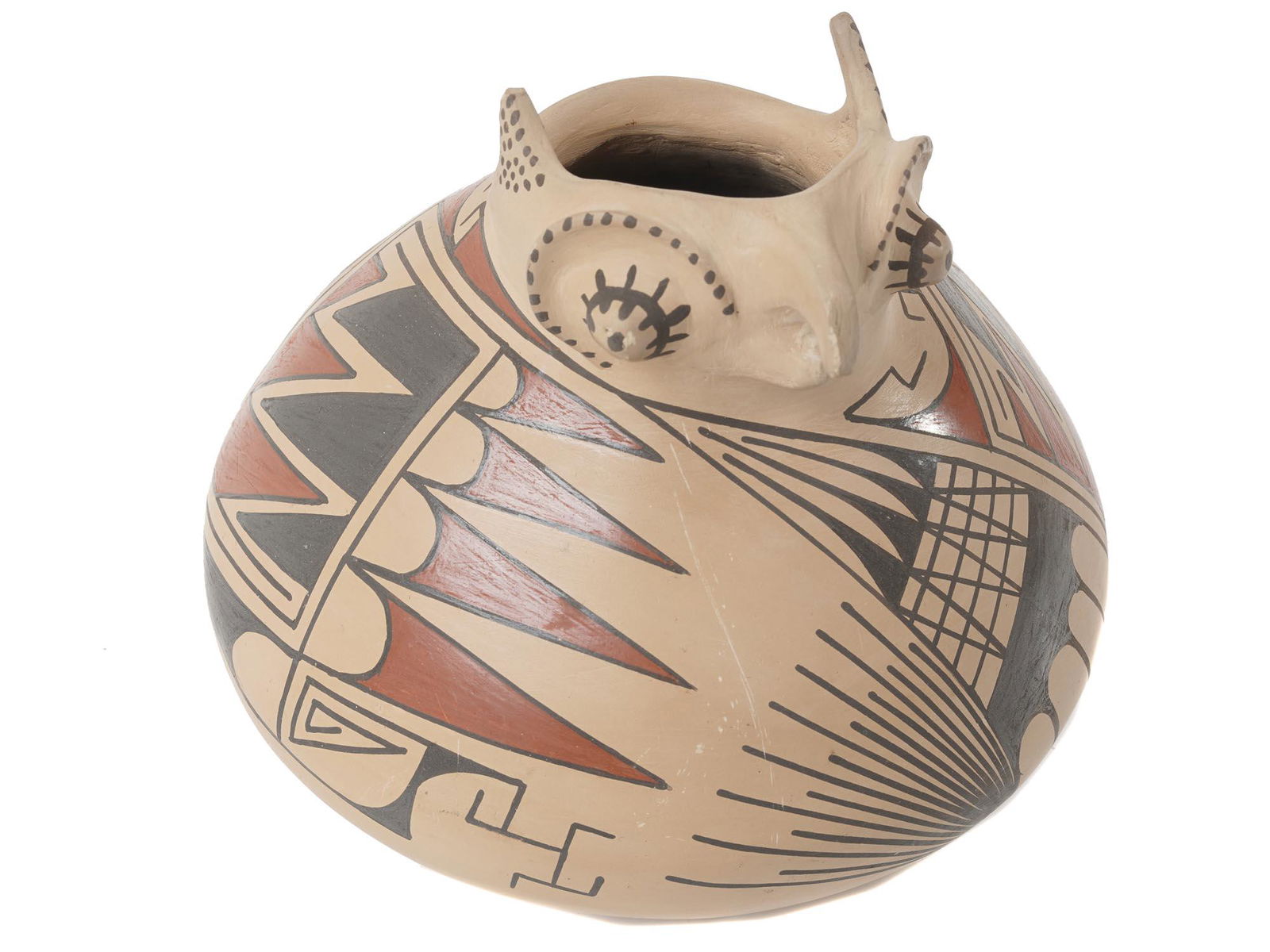 MAURO QUEZADA MATA ORTIZ EFFIGY OWL POTTERY BOWL (1 of 6)