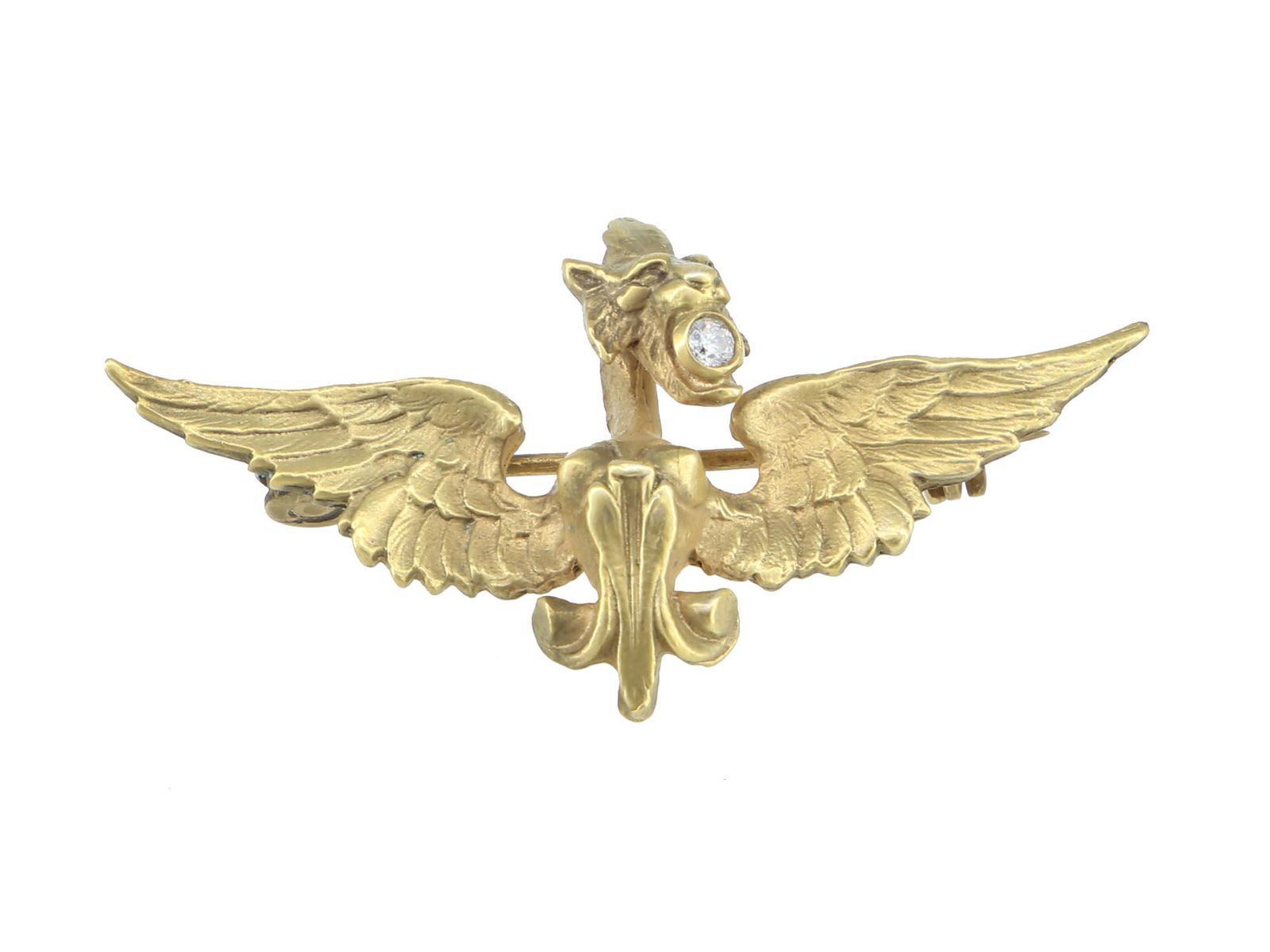 AN ANTIQUE RUSSIAN SILVER GRIFFIN DIAMOND PIN (1 of 3)