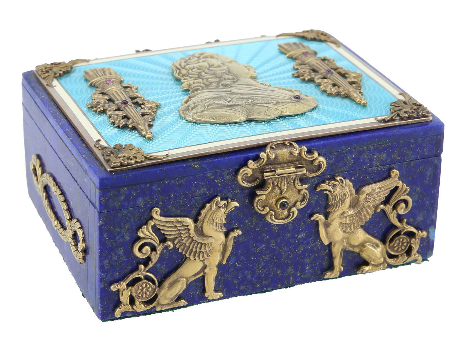 A RUSSIAN LAPIS SILVER GUILLOCHE TRINKET BOX (1 of 6)