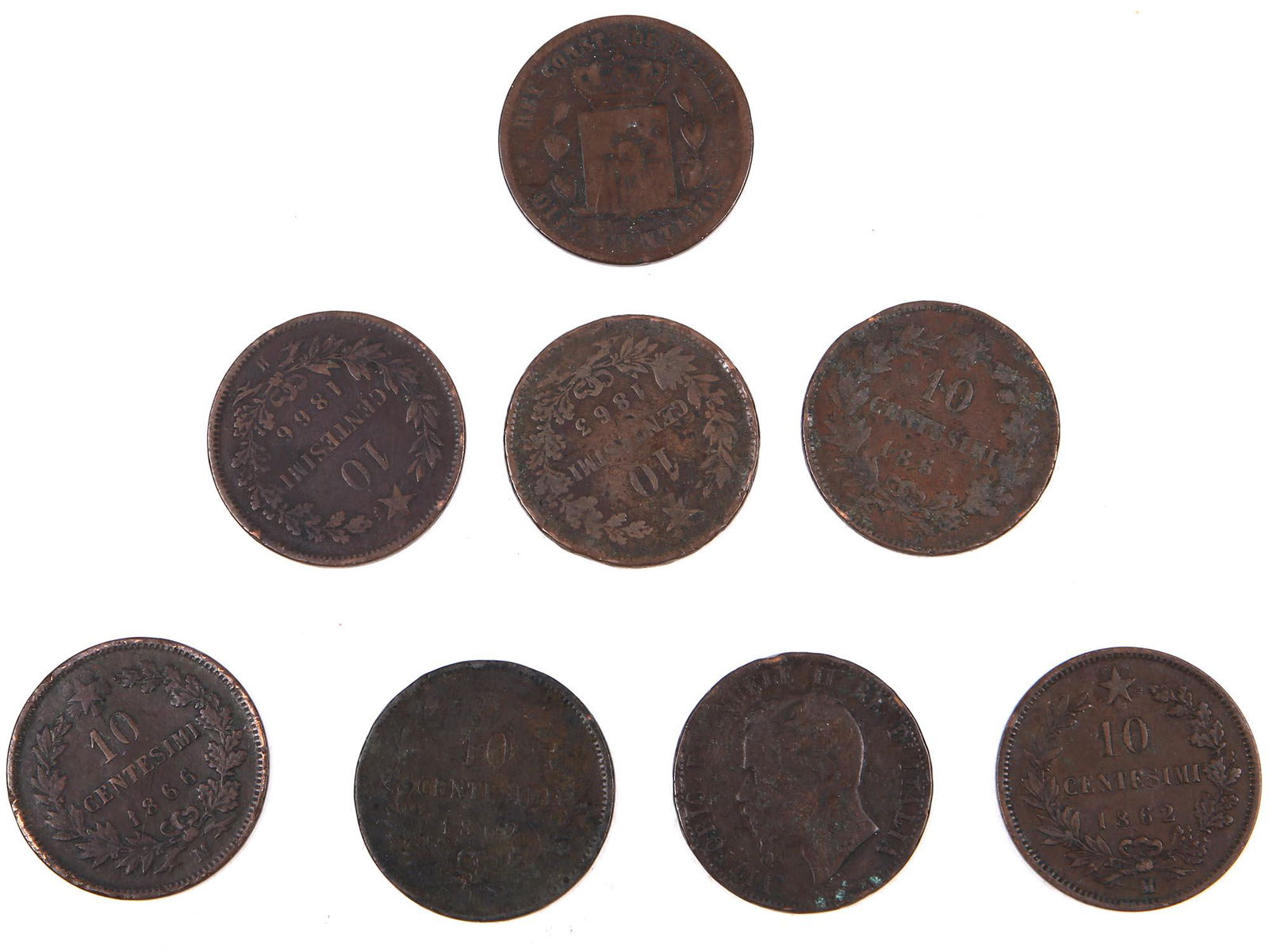 ANTIQUE 1860S AND 1870S COINS ITALY AND SPAIN (1 of 4)