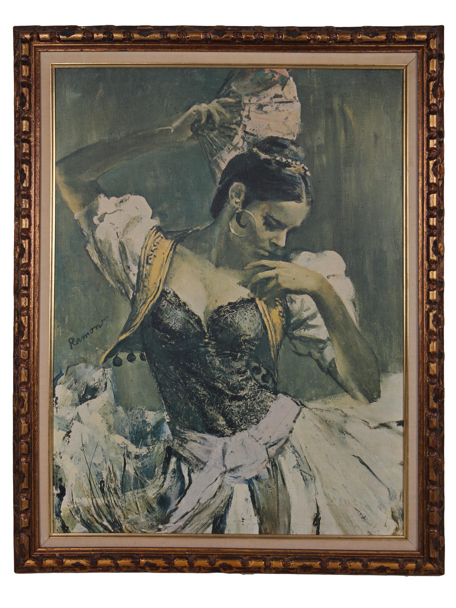 VINTAGE SPANISH GIPSY DANCER BY RAMON OLEOGRAPH (1 of 4)
