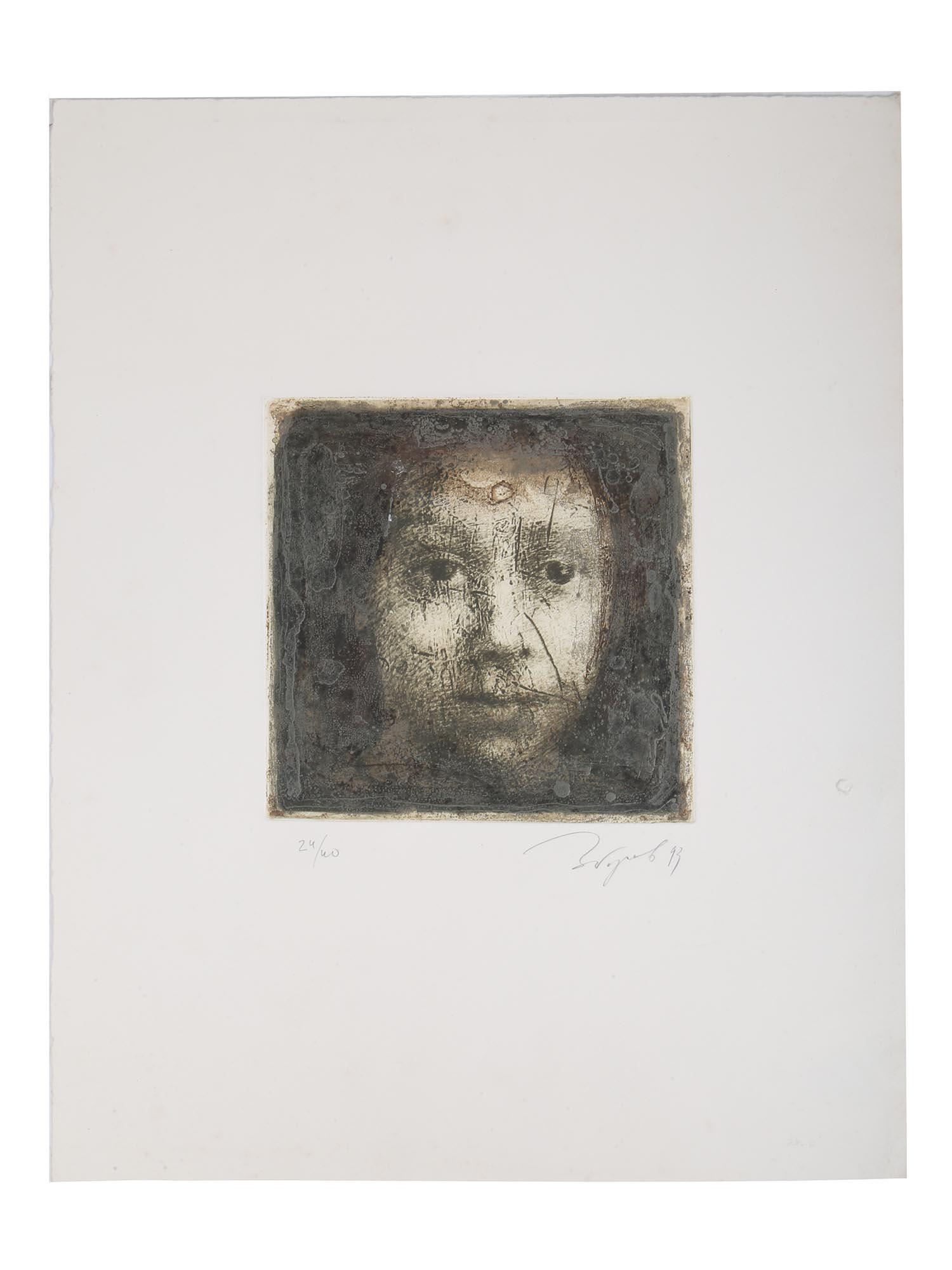 A RUSSIAN ETCHING PORTRAIT SIGNED BORIS ZABOROV (1 of 4)