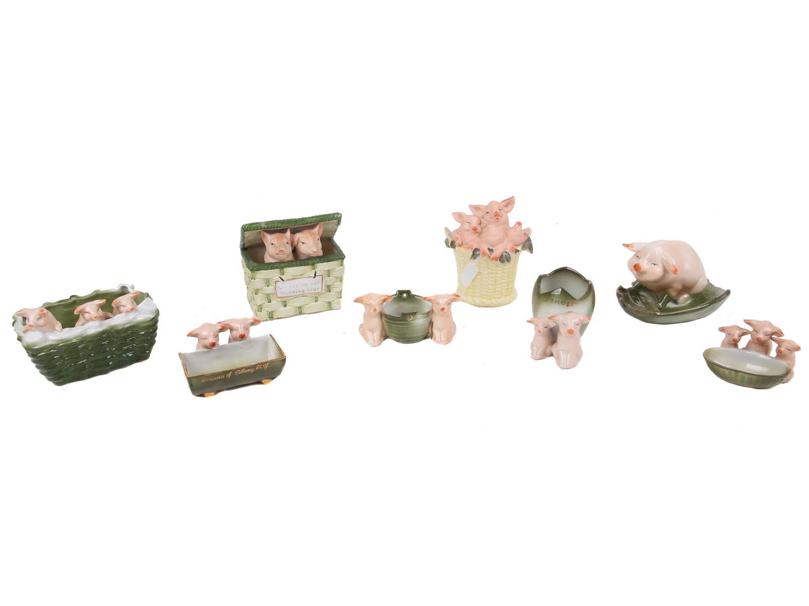 LOT EIGHT GERMAN FAIRING PORCELAIN PIG FIGURINES (1 of 4)
