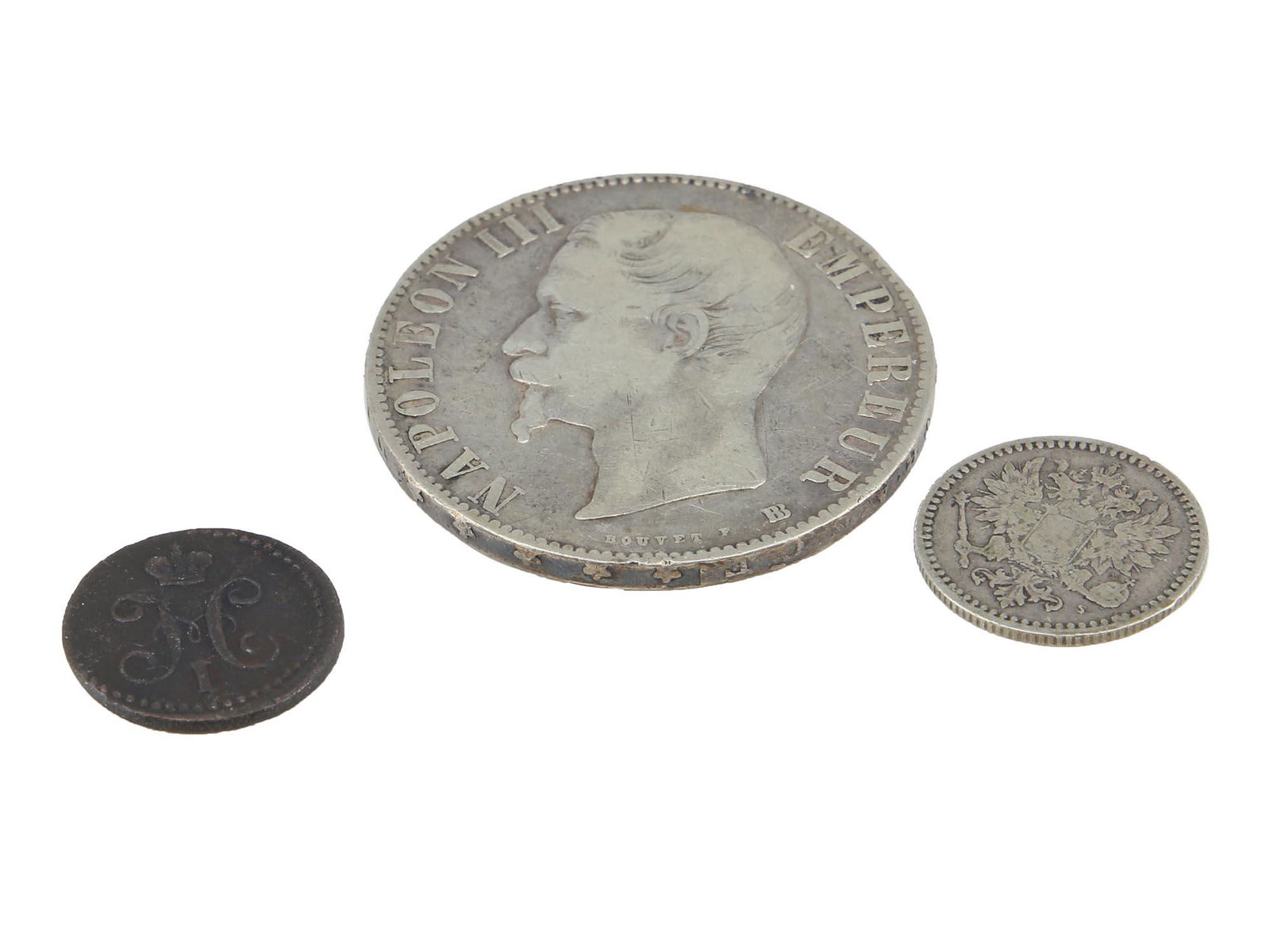 THREE ANTIQUE FRENCH FINNISH RUSSIAN COINS (1 of 3)