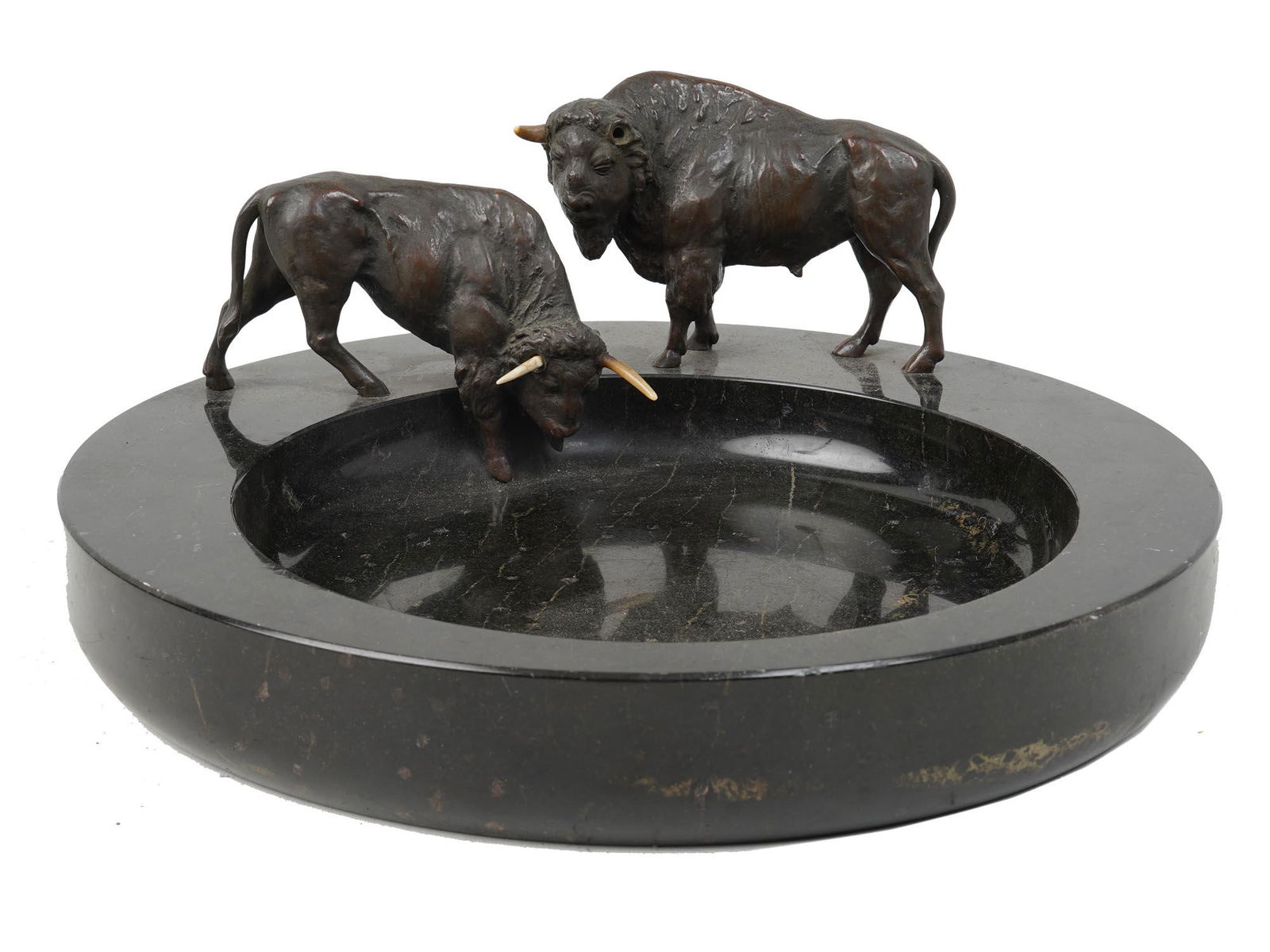 ANTIQUE ART DECO BUSINESS CARD BOWL WITH BULLS (1 of 12)