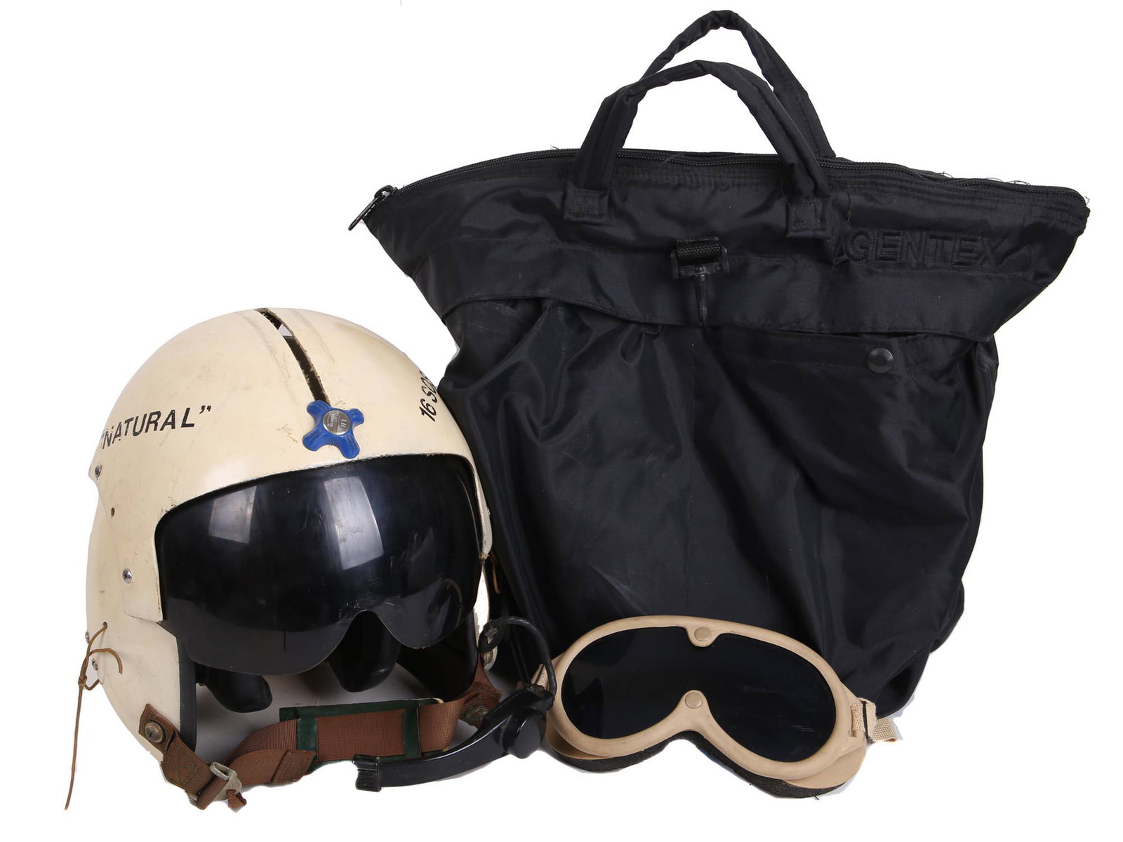 US MILITARY AVIATION FLIGHT HELMET GOGGLES IN BAG (1 of 6)