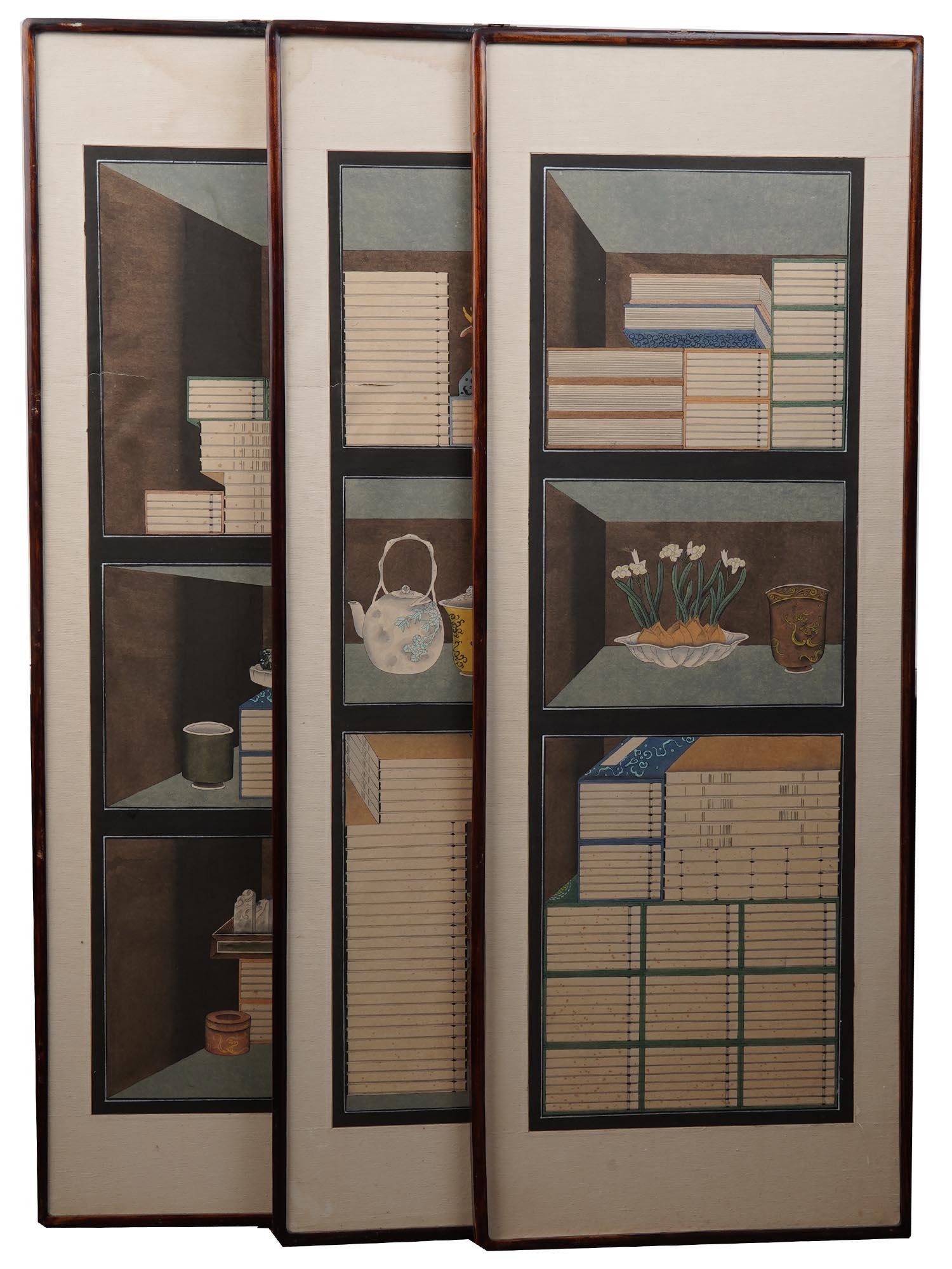 THREE VINTAGE KOREAN CHAEKGEORI PANEL PAINTINGS (1 of 7)