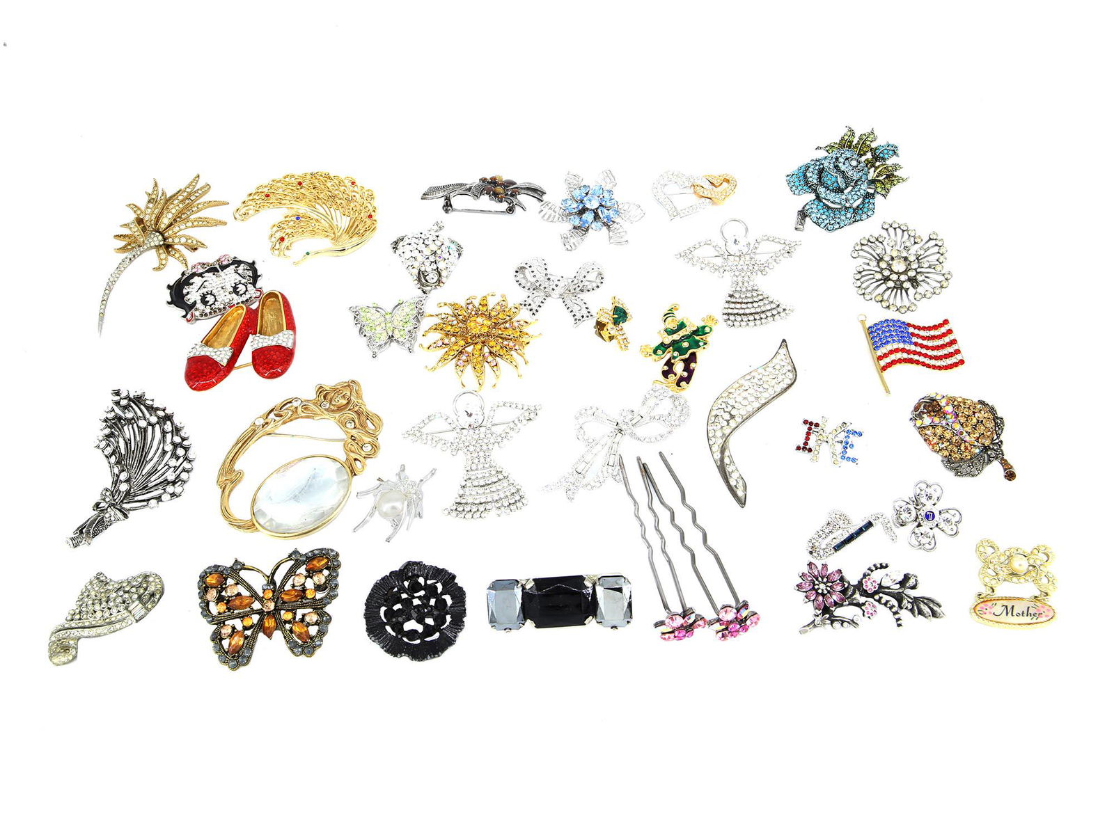 A LARGE COLLECTION OF COSTUME JEWELRY BROOCHES (1 of 4)