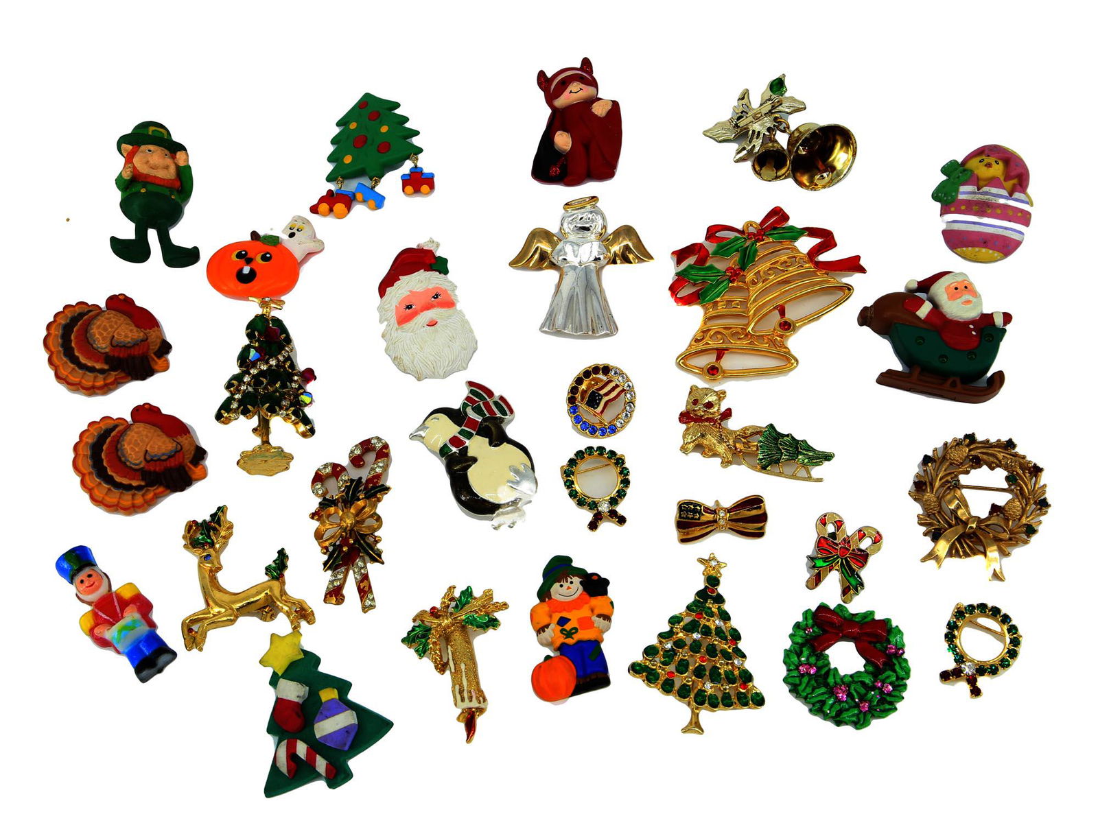 A LARGE COLLECTION OF CHRISTMAS BROOCHES (1 of 6)