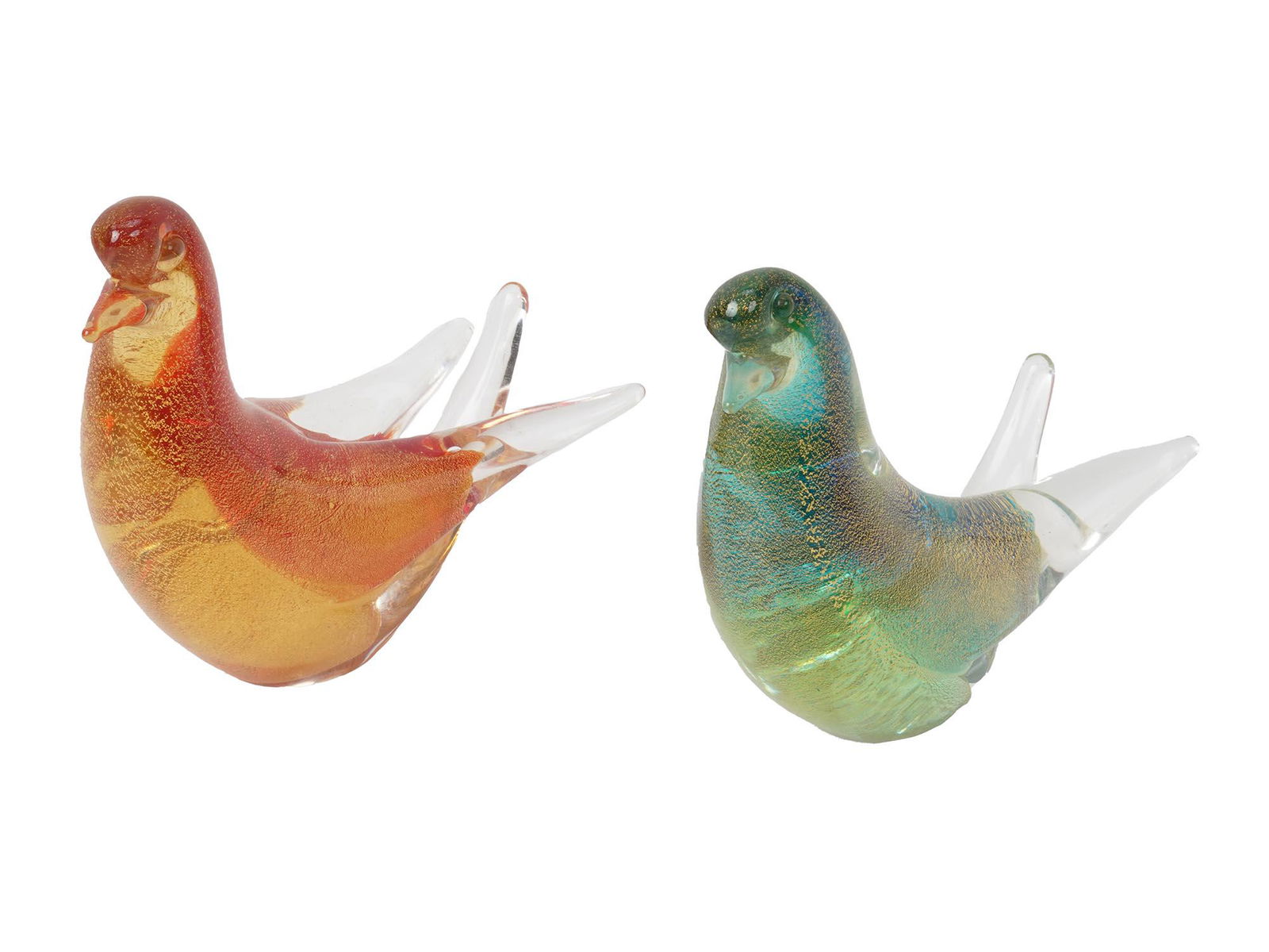 TWO VINTAGE VENICE MURANO GLASS BIRD FIGURINES (1 of 3)