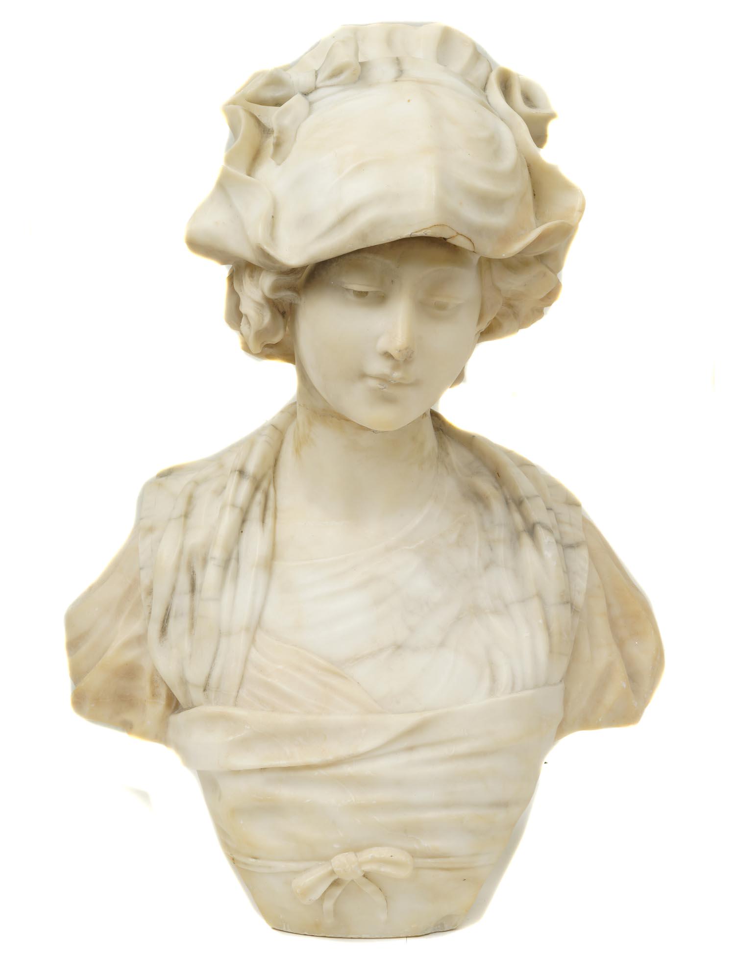 AFTER DAPRES GREUZE ITALIAN MARBLE SCULPTURE BUST (1 of 8)