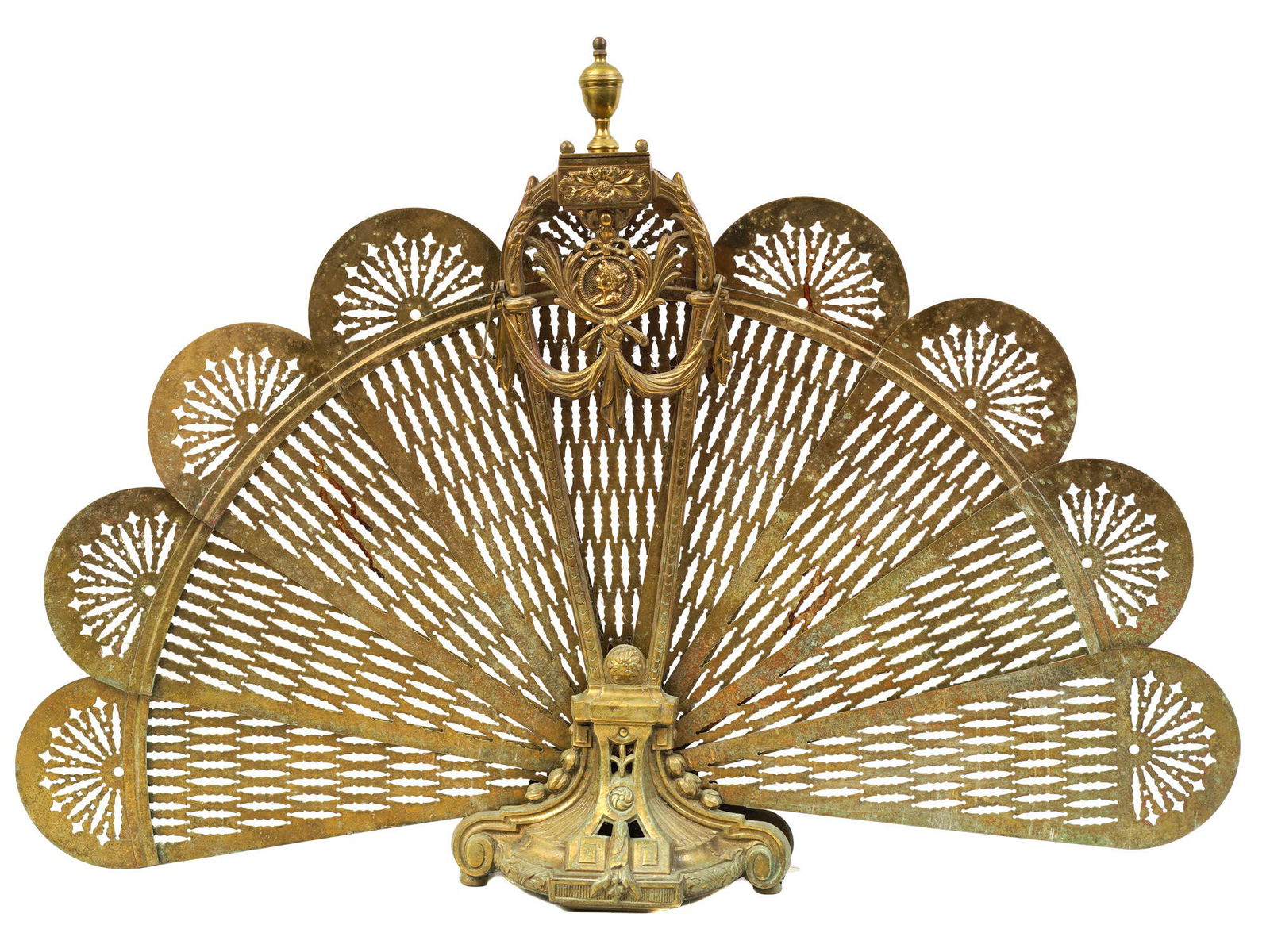 VINTAGE BRONZE PEACOCK FAN STYLE FIPEPLACE SCREEN (1 of 6)