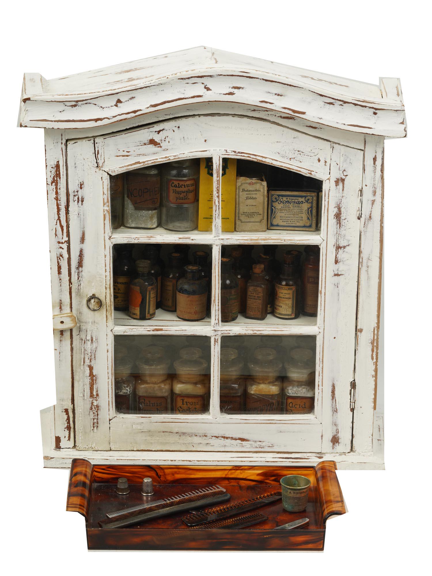 A COLLECTION OF APOTHECARY BOTTLES AND VANITY (1 of 9)