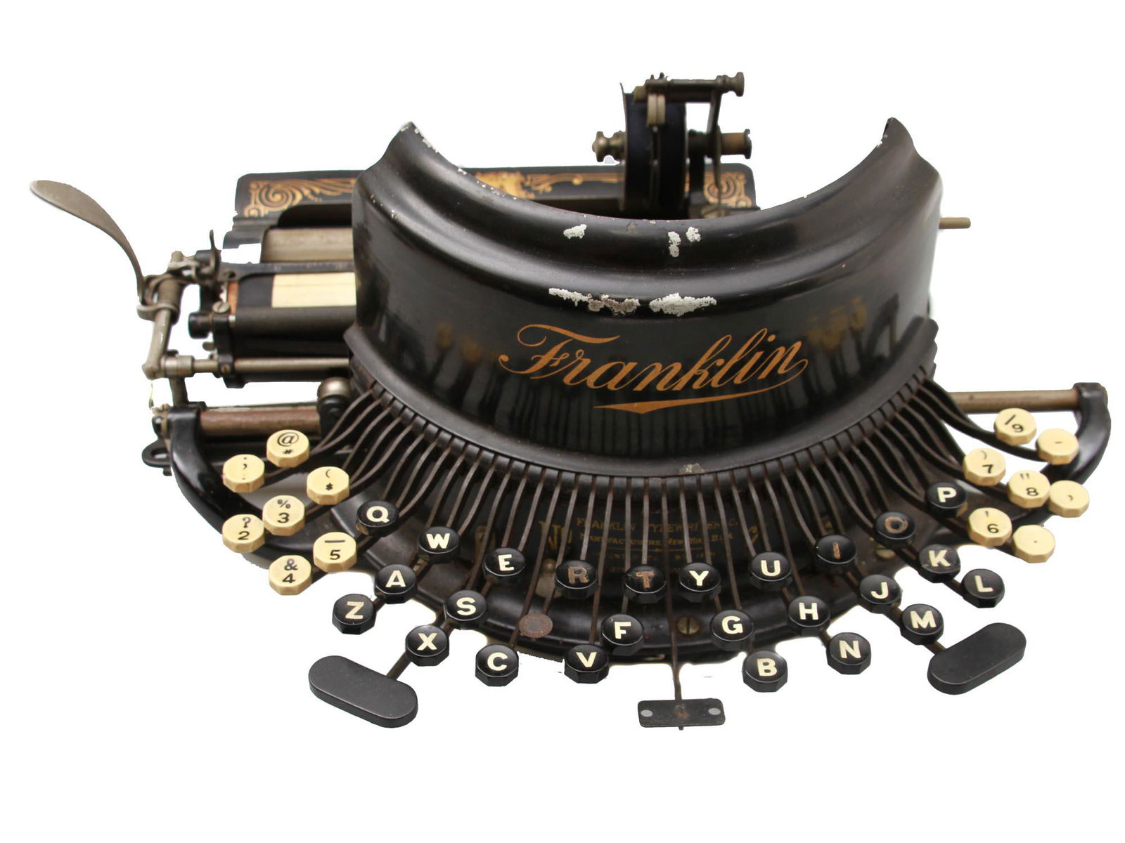 A VINTAGE THREE-ROW ROUND FRANKLIN TYPEWRITER (1 of 9)