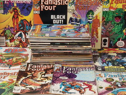 A LARGE LOT OF VINTAGE COMIC BOOKS AND MAGAZINES: The lot includes the X-Factor, Excalibur, Fantastic Four, The Silver Surfer, The Infinity Gauntlet, Strange Tales, Warlock and The Infinity Watch, by Marvel; The New Teen Titans by DC Comics, and