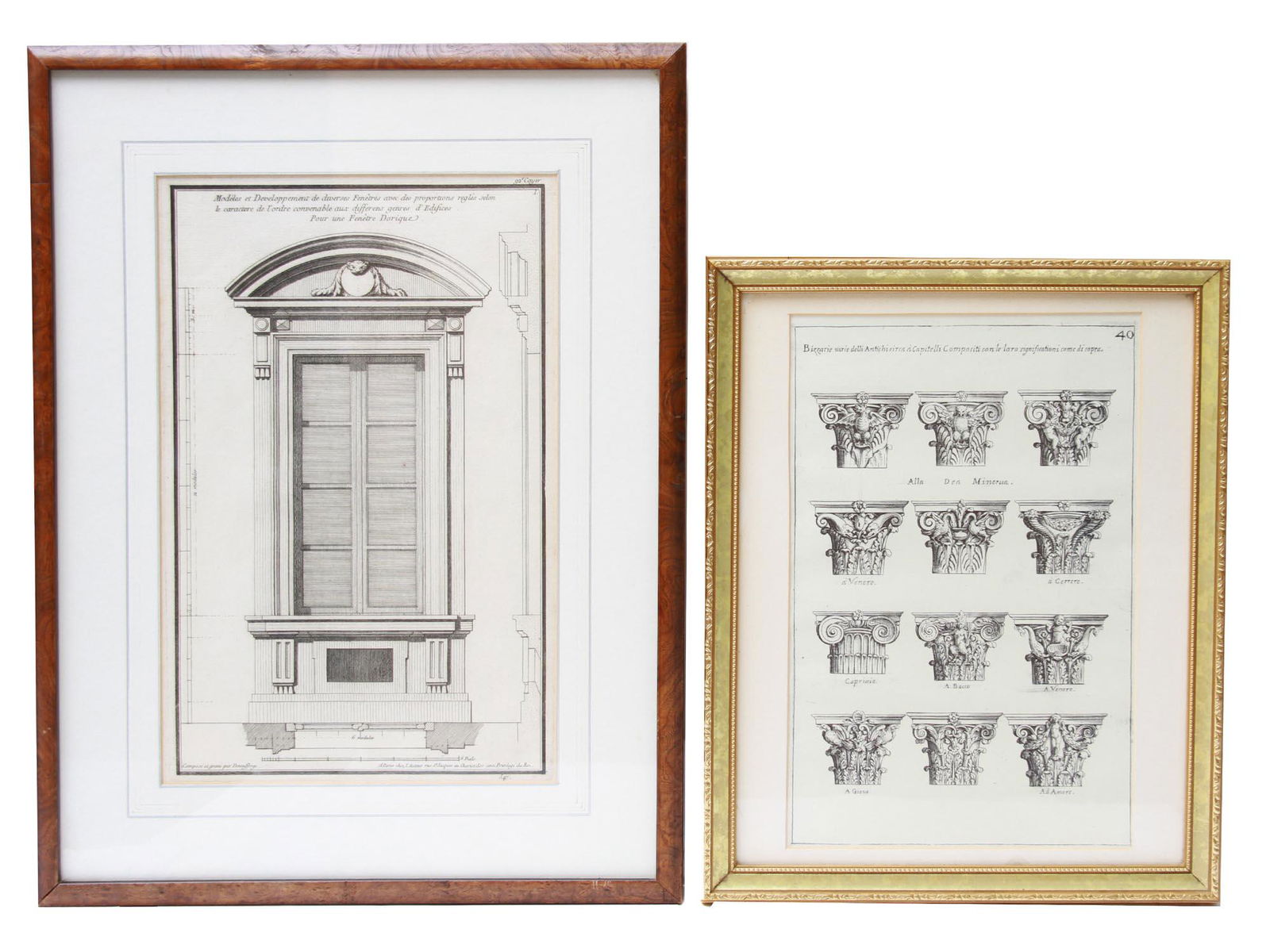 PAIR OF ANTIQUE ARCHITECTURAL DESIGN PRINTS 19 C. (1 of 12)