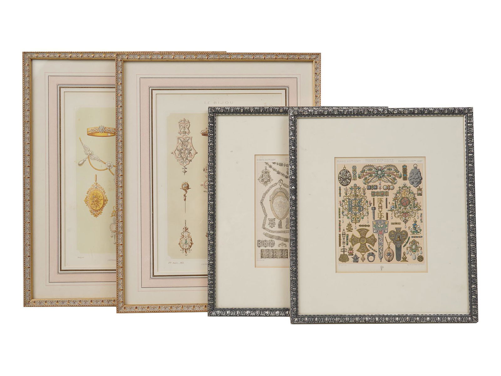 FOUR ANTIQUE FRAMED FRENCH JEWELRY DESIGNS PRINTS (1 of 16)