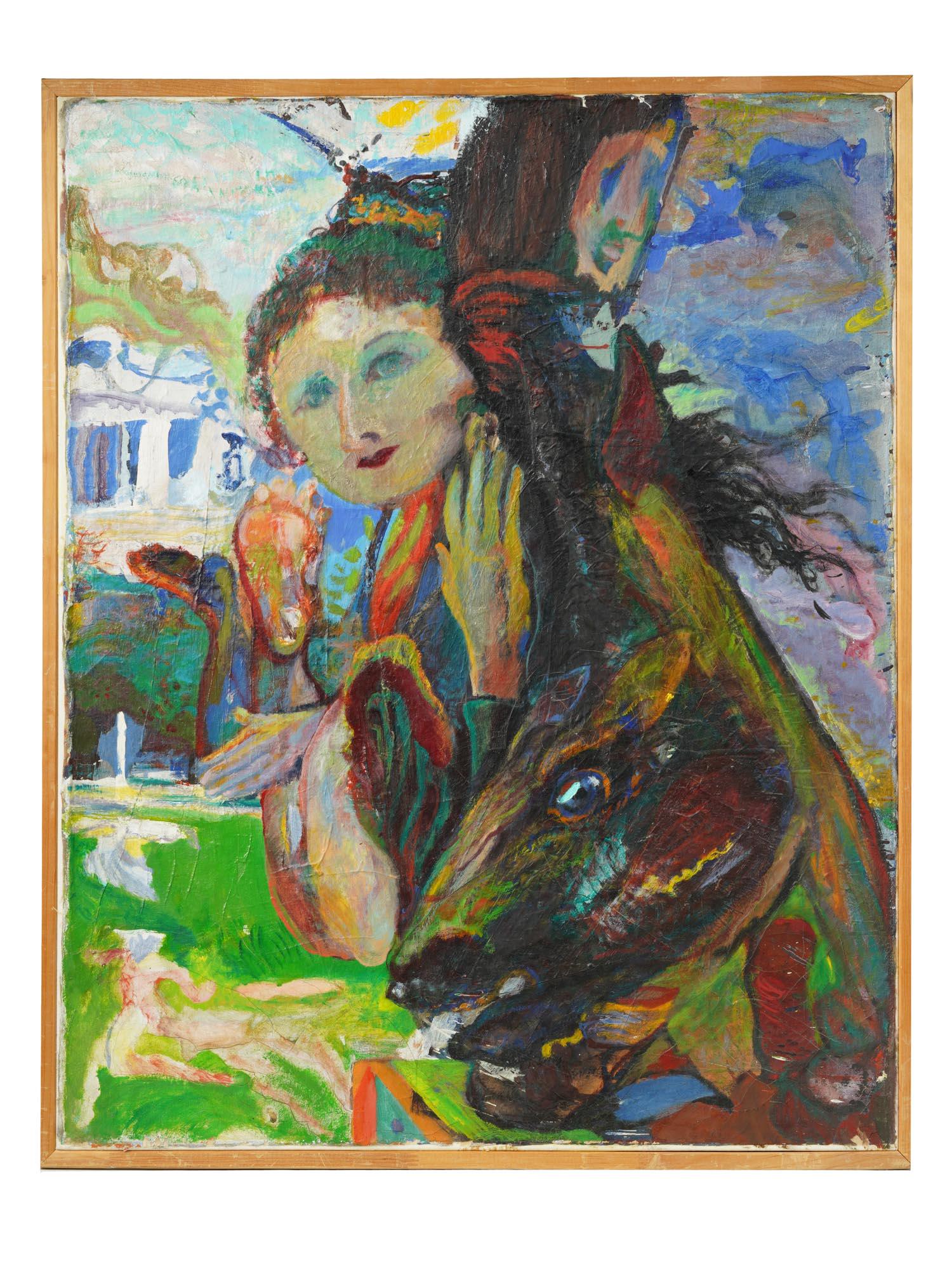 OIL AVANT GARDE FEMALE PORTRAIT PAINTING (1 of 4)