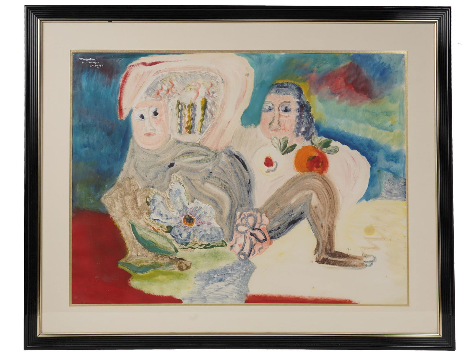 EXPRESSIONIST GOUACHE PAINTING SIGNED DAUGUSTINO (1 of 4)