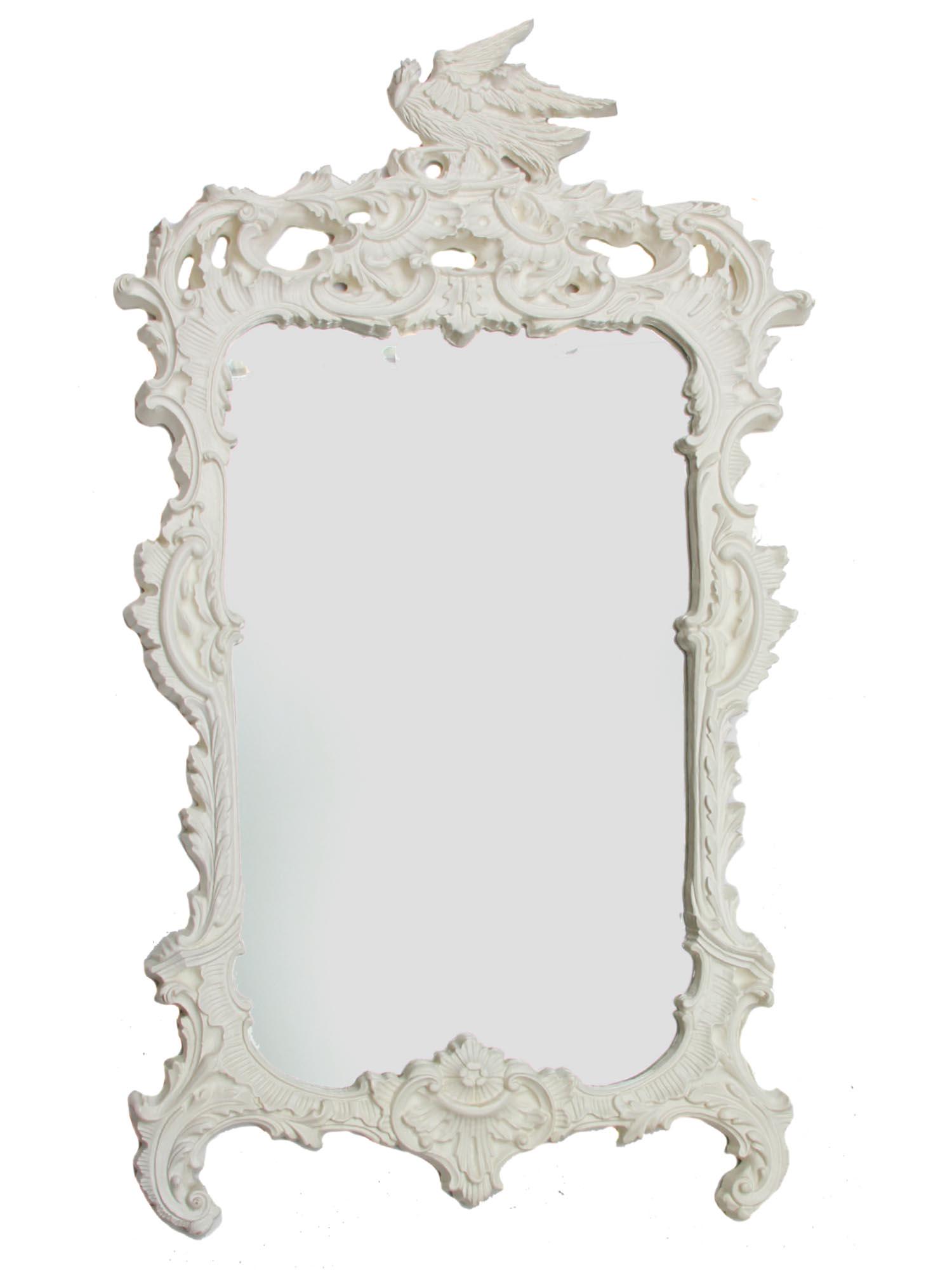 VINTAGE ROCOCO STYLE LARGE HAND CARVED MIRROR (1 of 3)