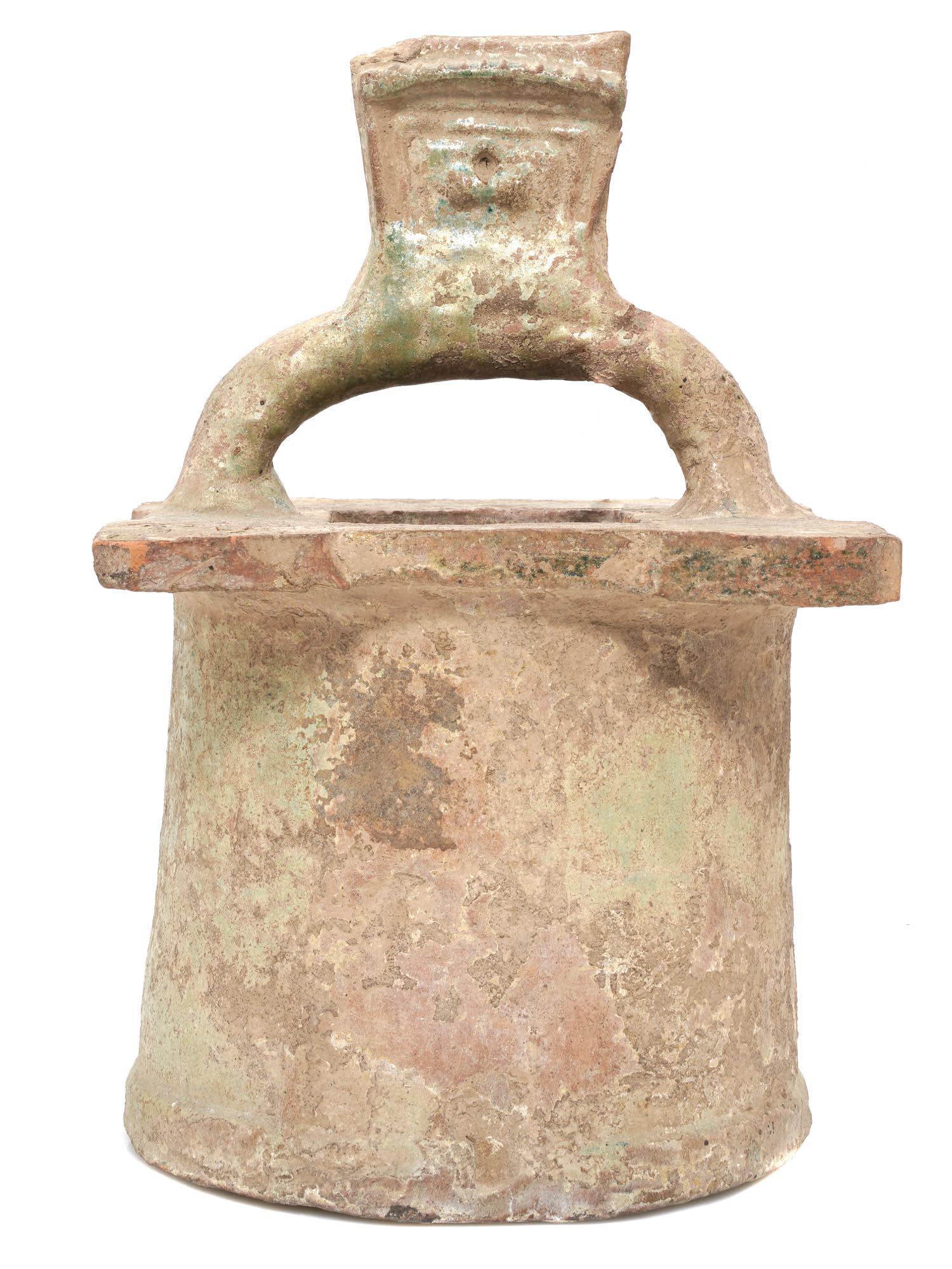 A CHINESE HAN DYNASTY POTTERY WELL HEAD MODEL (1 of 5)