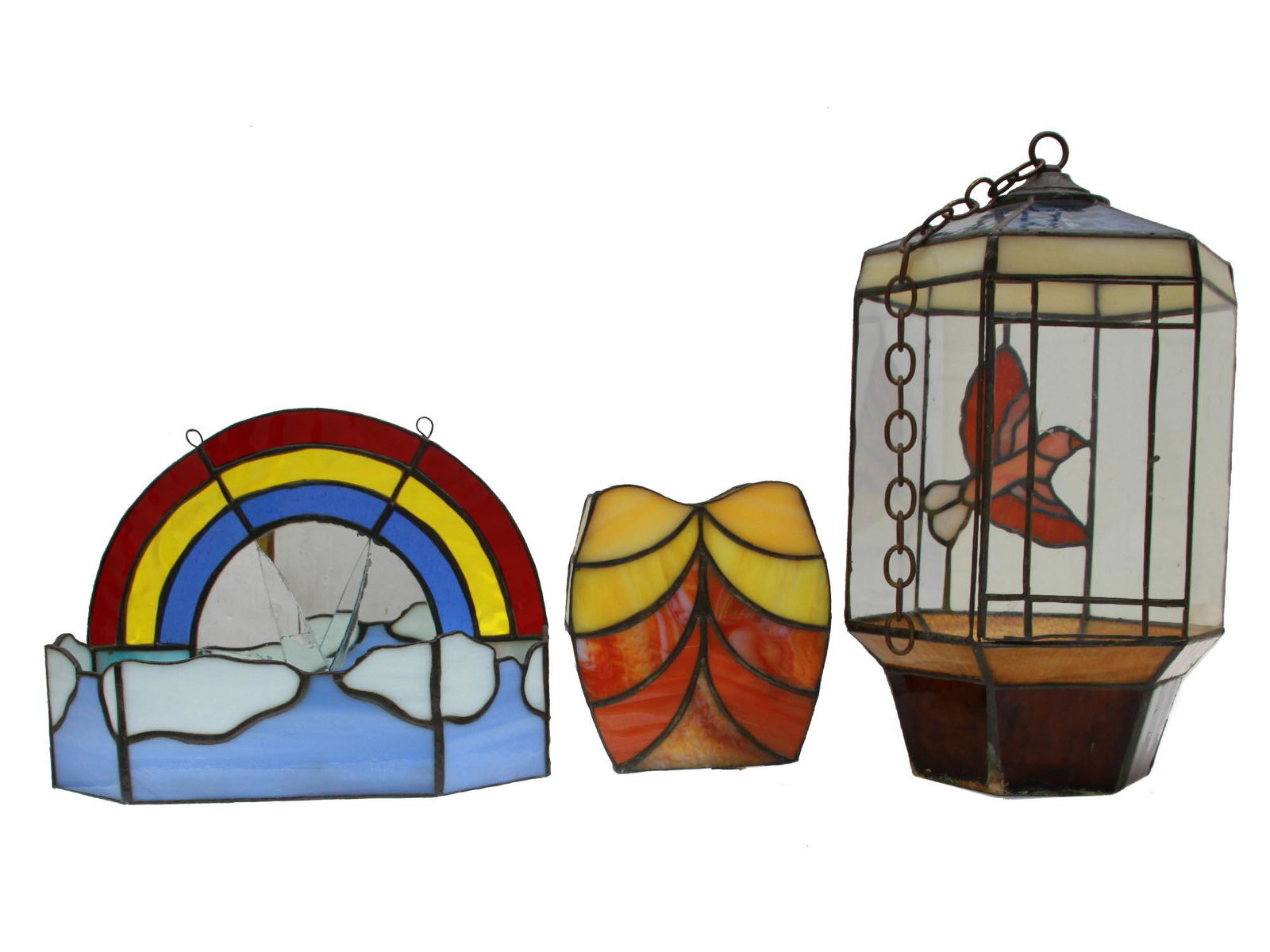 VARIOUS VINTAGE STAINED GLASS DECORATION ITEMS (1 of 7)