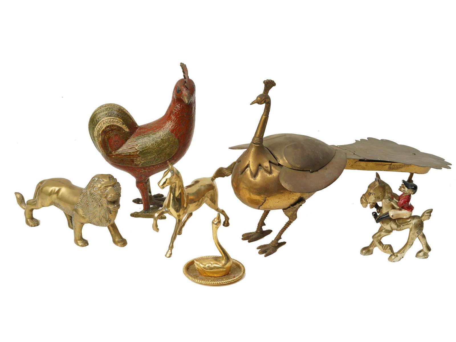 A LOT OF VINTAGE BRASS ANIMAL FIGURINES, 6 PCS. (1 of 9)