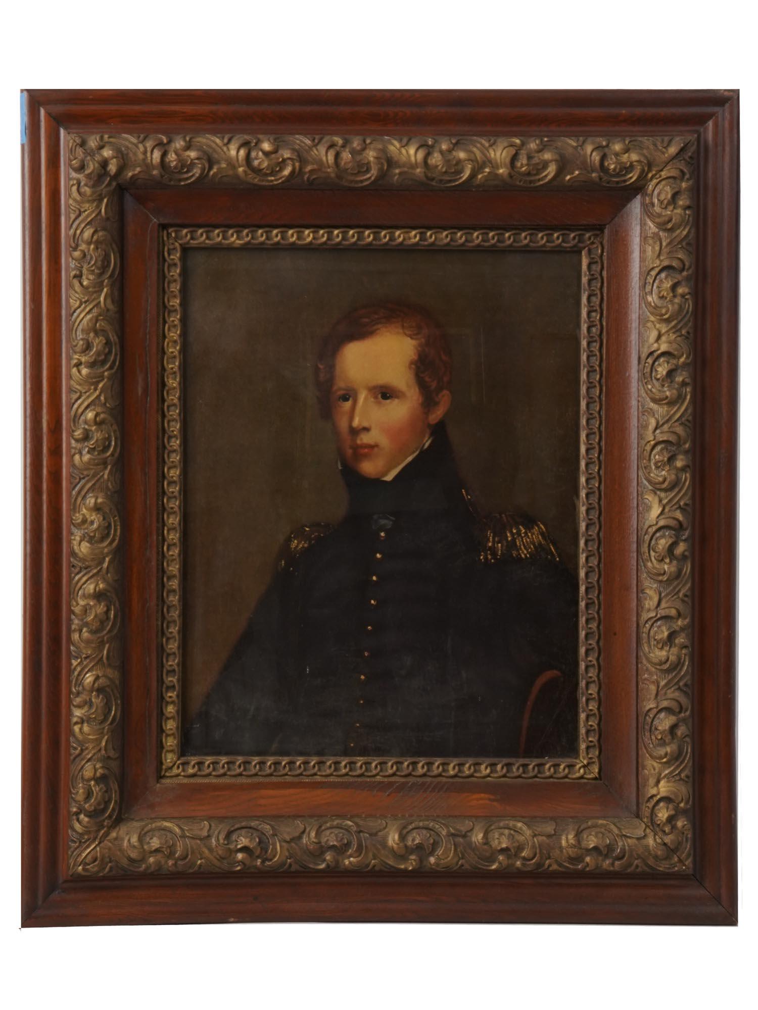 MID CENTURY PRINT PORTRAIT OF MAJOR JOHN BIDDLE: A vintage mid 20th century John Biddle portrait after Thomas Sully, American, 1783-1872, lithograph print on paper. The print is housed in a vintage richly ornate wooden frame. Major John Biddle, 1792
