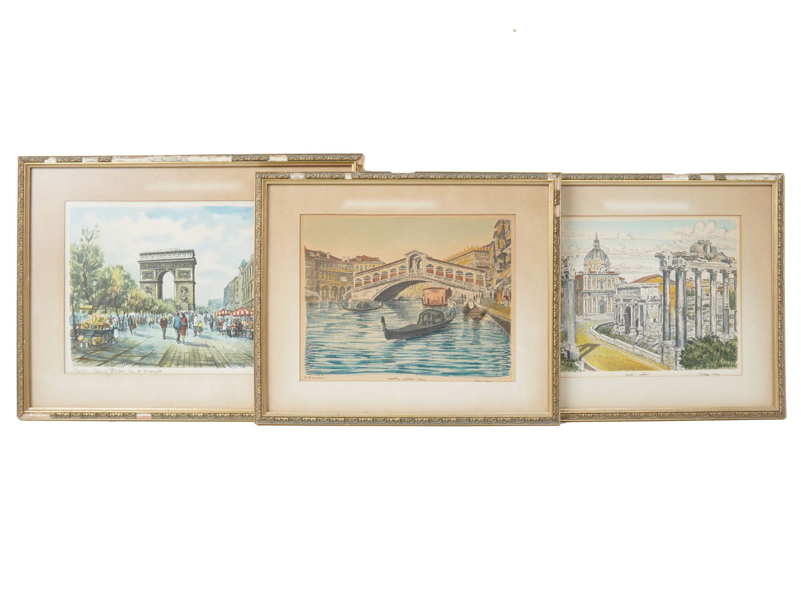 SET OF 3 VINTAGE PRINTS WITH FAMOUS PLACES (1 of 12)