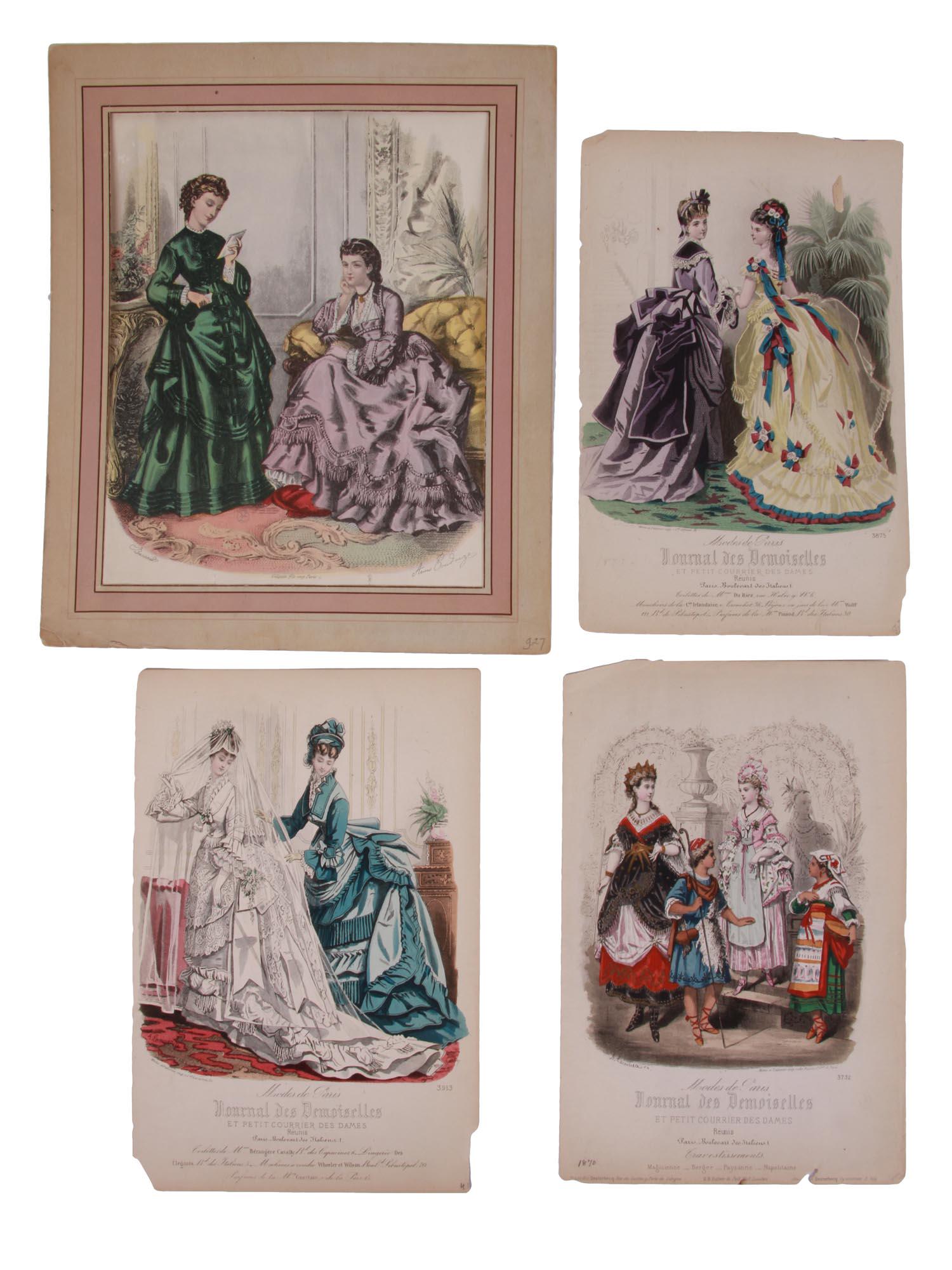THREE ORIGINAL ANTIQUE FRENCH FASHION PRINTS (1 of 7)