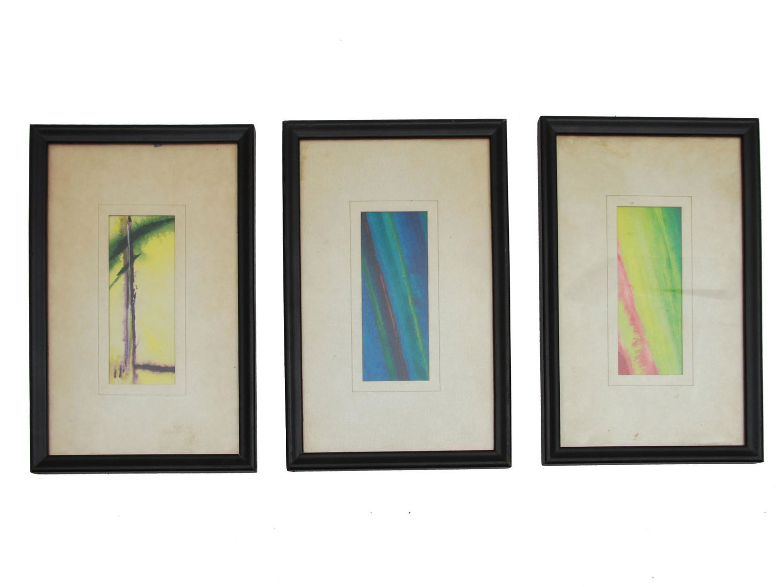 SET THREE ABSTRACT WATERCOLOR PAINTINGS ON PAPER (1 of 4)