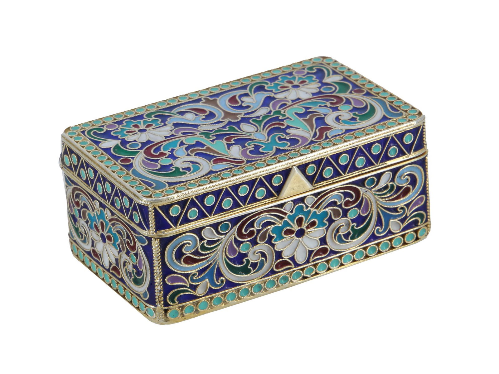RUSSIAN GILT SILVER CLOISONNE ENAMEL JEWELRY BOX (1 of 8)