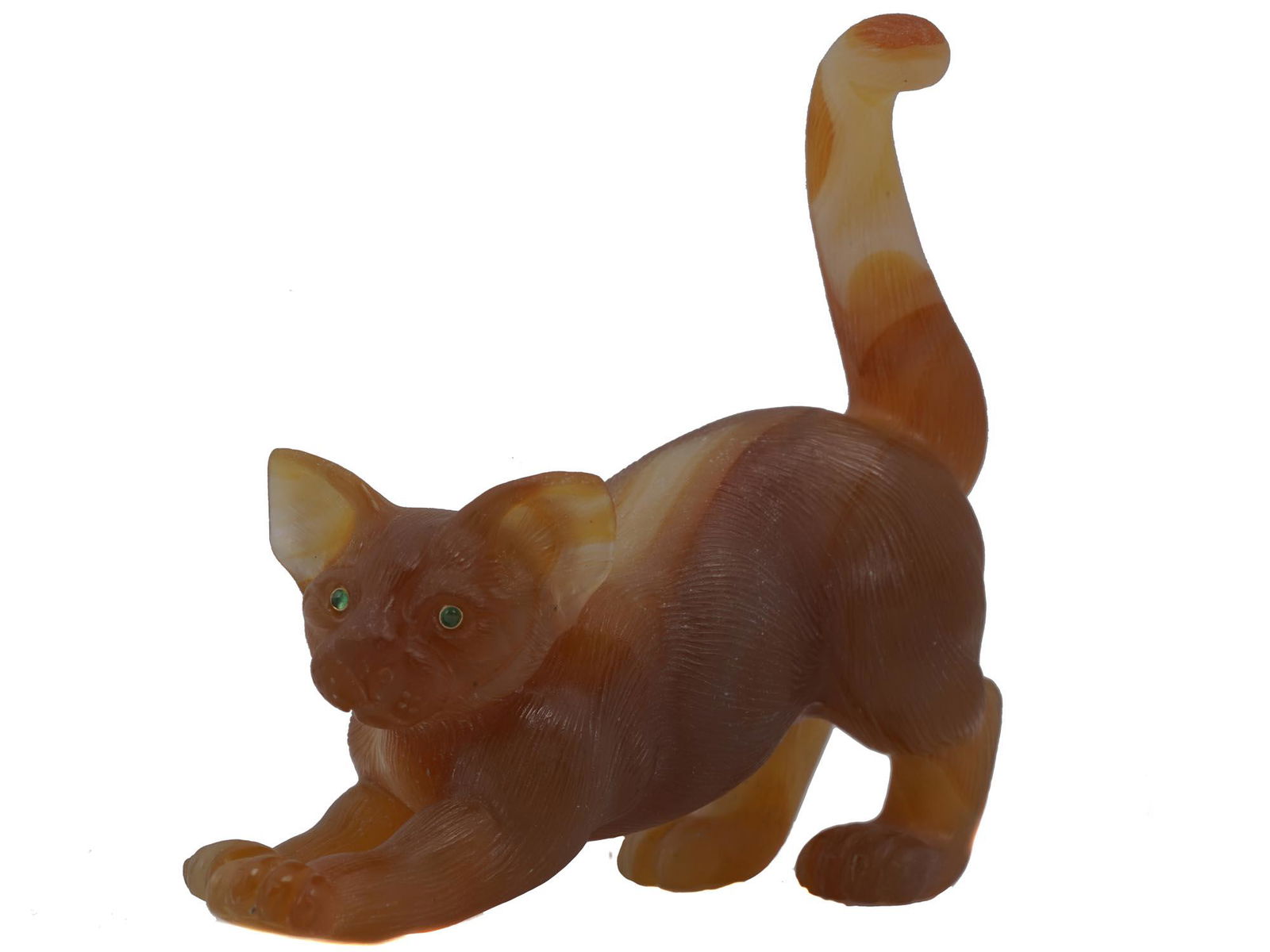 RUSSIAN CARVED AGATE  GEMSTONE FIGURE OF A CAT (1 of 5)