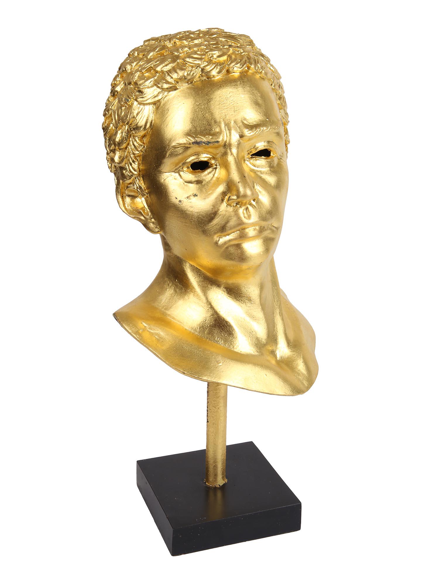 VINTAGE GILDED BRONZE MALE BUST ON PEDESTAL (1 of 8)