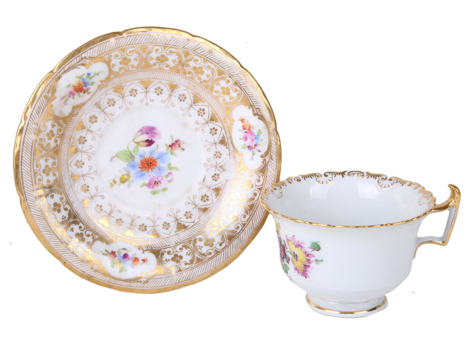 VINTAGE GERMAN PORCELAIN TEA SET CUP AND SAUCER (1 of 8)