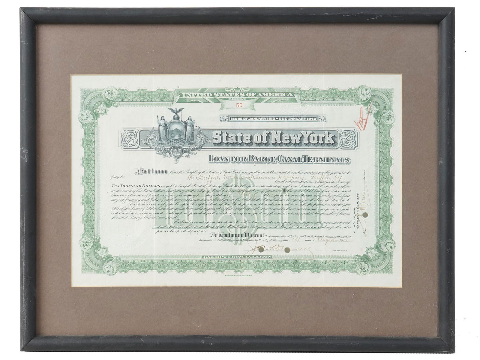 AMERICAN NY STATE CERTIFICATE LOAN 10000 DOLLARS (1 of 4)