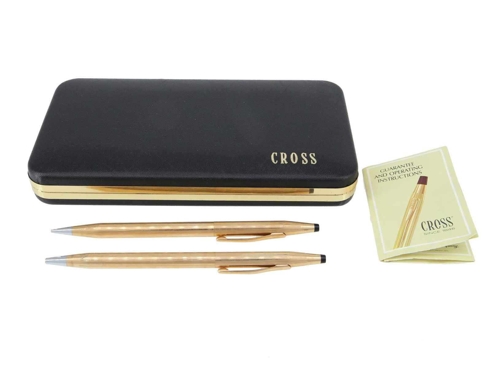 14 K GOLD CROSS BALLPOINT PEN AND PENCIL ON CASE (1 of 7)